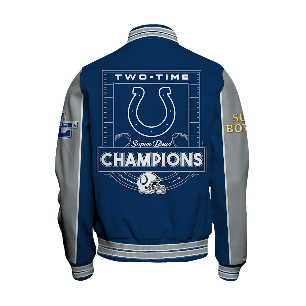 Indianapolis Colts Super Bowl Champions Live For These Colors Varsity Jacket - Famjoys Indianapolis Colts Super Bowl Champions Live For These Colors Varsity Jacket - Famjoys