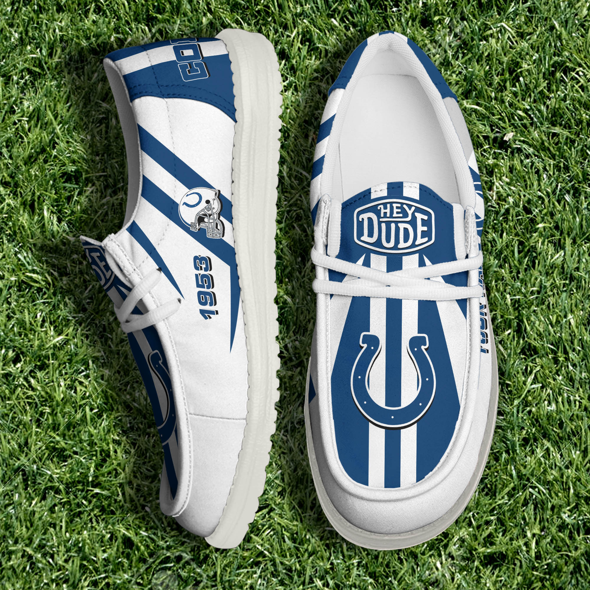 Indianapolis Colts Team White Canvas Loafer Shoes Personalized Your Name - Famjoys Indianapolis Colts Team White Canvas Loafer Shoes Personalized Your Name - Famjoys