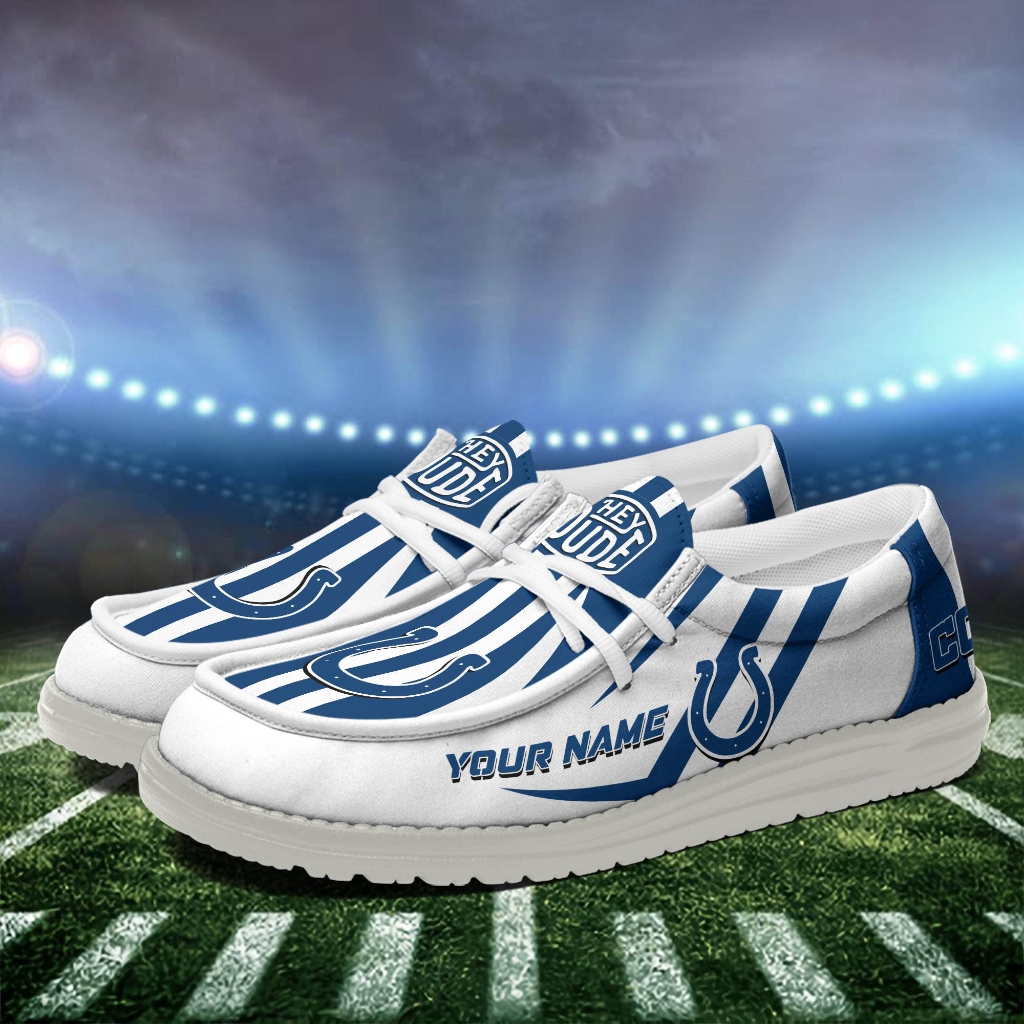 Indianapolis Colts Team White Canvas Loafer Shoes Personalized Your Name - Famjoys Indianapolis Colts Team White Canvas Loafer Shoes Personalized Your Name - Famjoys