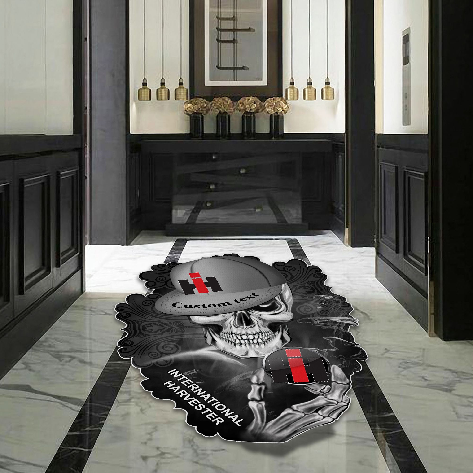 International Harvester Skull Shaped Luxurious Doormat, Rug Home Decor, Custom name - Famjoys International Harvester Skull Shaped Luxurious Doormat, Rug Home Decor, Custom name - Famjoys