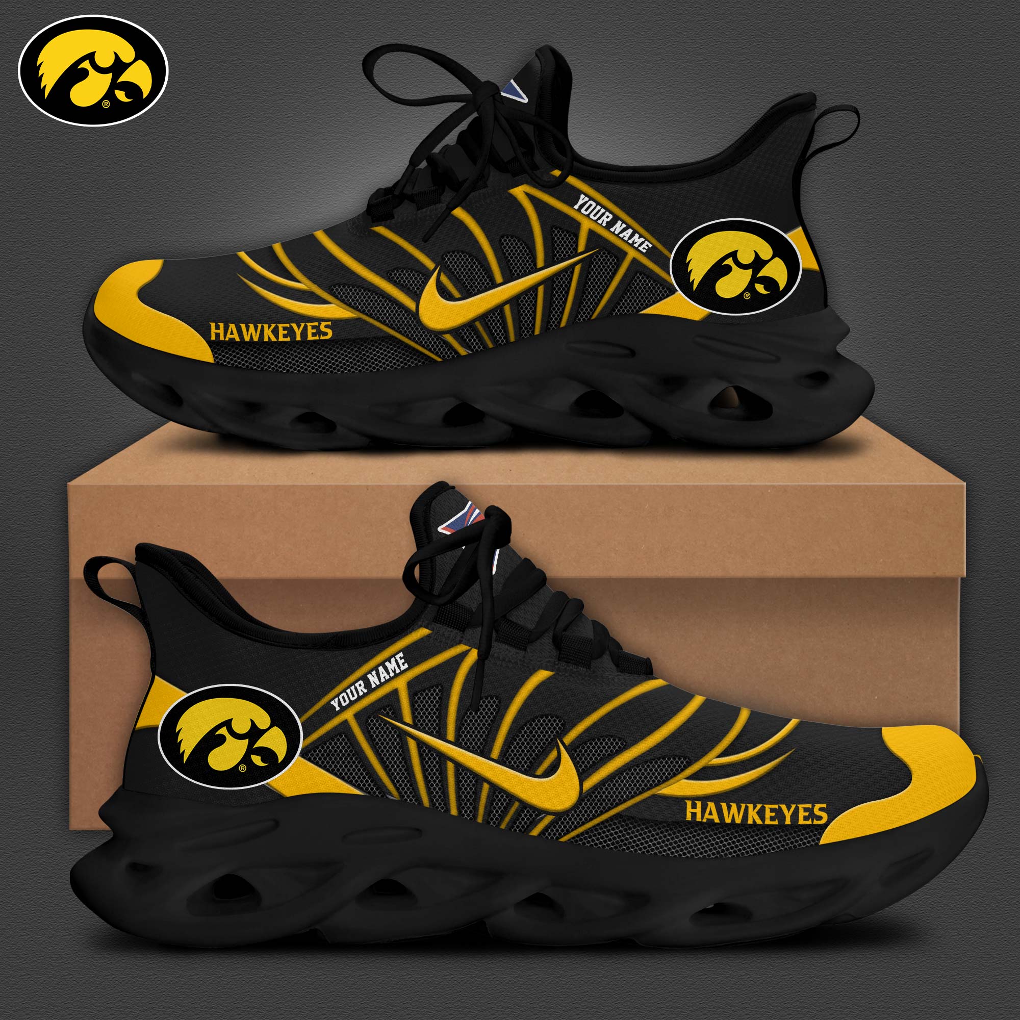 Iowa Football Personalized Max Soul Shoes - Famjoys Iowa Football Personalized Max Soul Shoes - Famjoys
