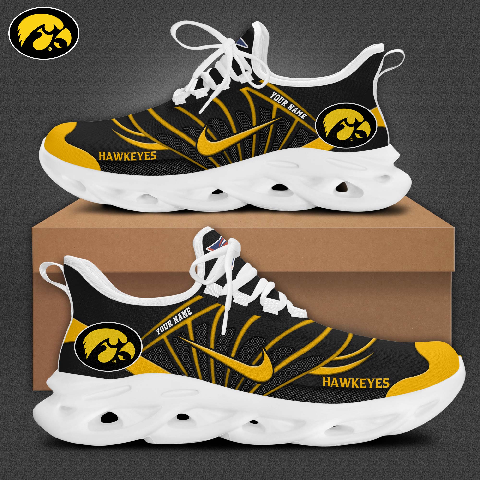 Iowa Football Personalized Max Soul Shoes - Famjoys Iowa Football Personalized Max Soul Shoes - Famjoys