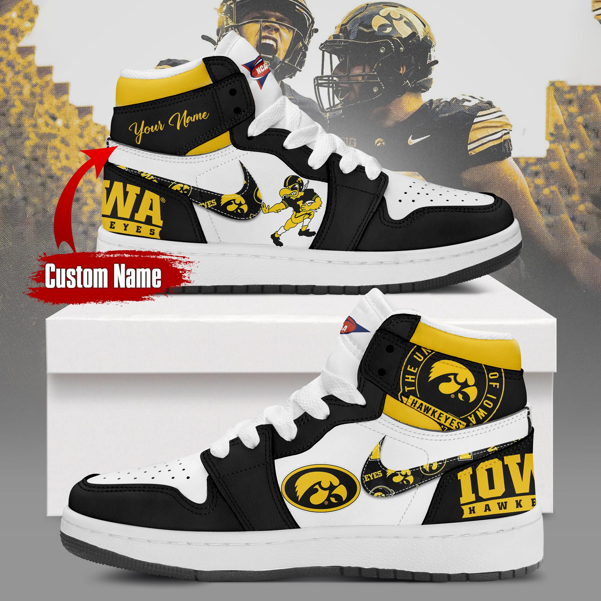Iowa Football Personalized Sneakers - Famjoys Iowa Football Personalized Sneakers - Famjoys