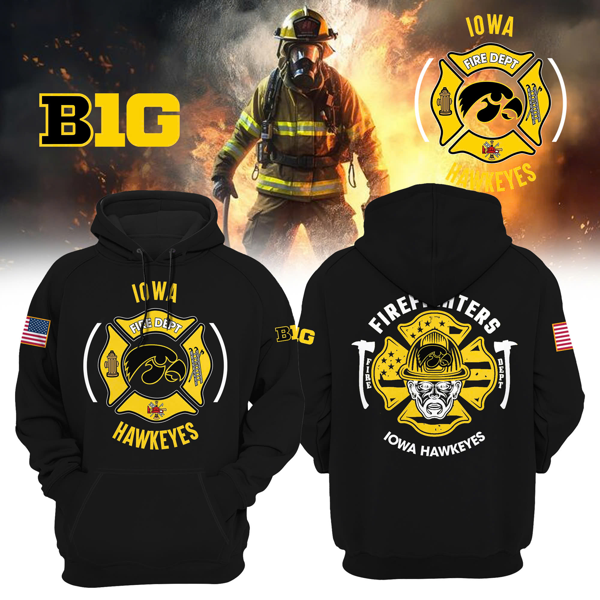 Iowa Hawkeye Football x Firefighter Appreciation Night Premium Pullover Hoodie - Famjoys Iowa Hawkeye Football x Firefighter Appreciation Night Premium Pullover Hoodie - Famjoys