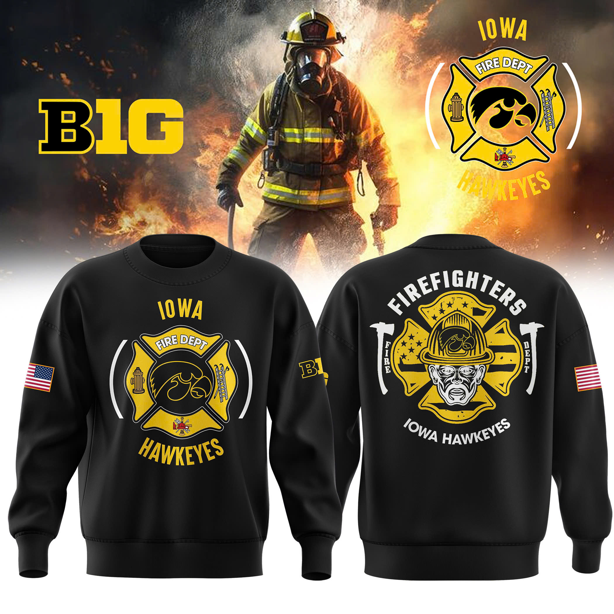 Iowa Hawkeye Football x Firefighter Appreciation Night Premium Sweatshirt - Famjoys Iowa Hawkeye Football x Firefighter Appreciation Night Premium Sweatshirt - Famjoys