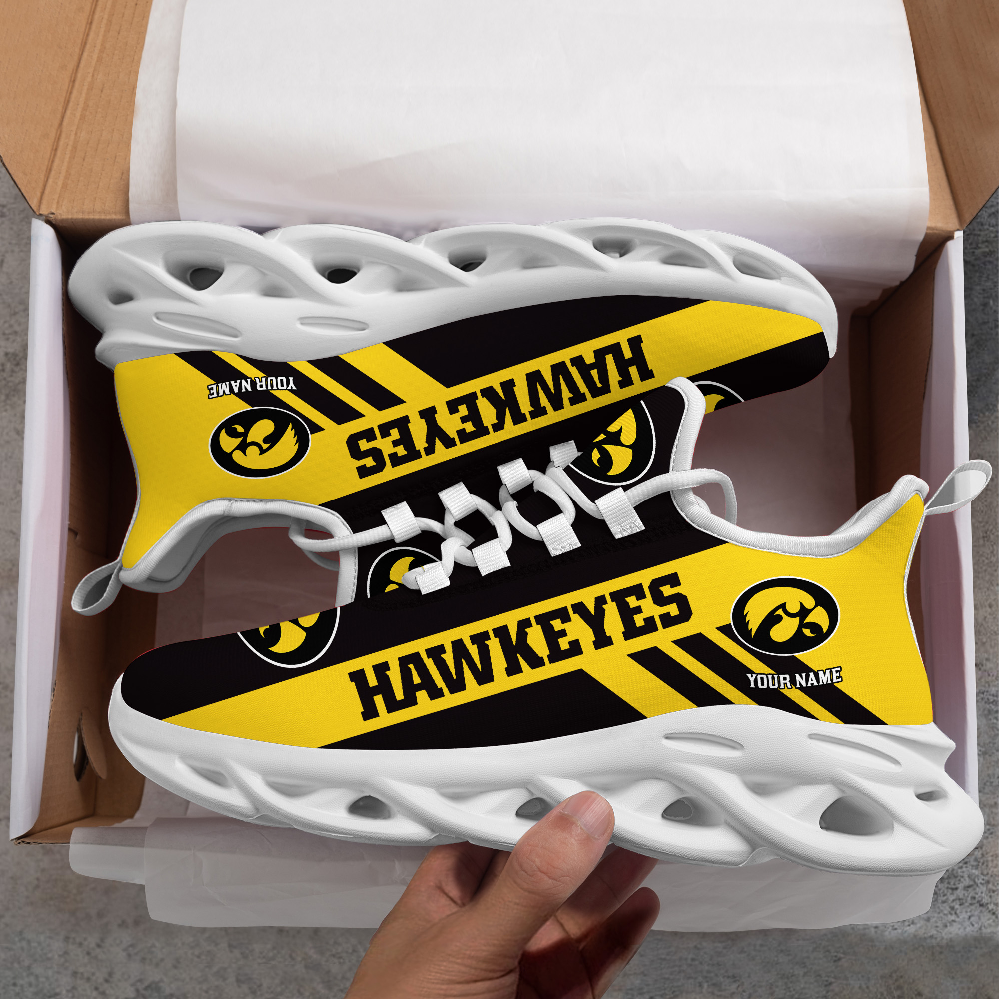 Iowa Hawkeyes Custom Name PERSONALIZED MAX SOUL SHOES DS004 - Famjoys Iowa Hawkeyes Custom Name PERSONALIZED MAX SOUL SHOES DS004 - Famjoys