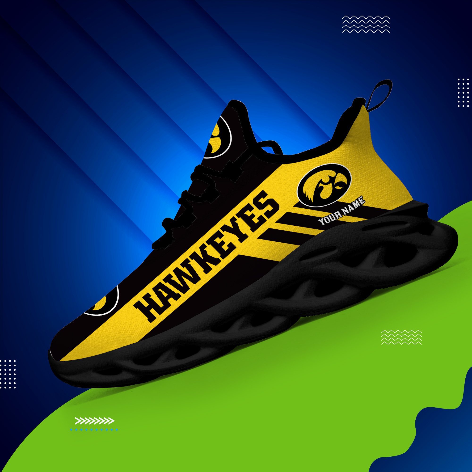 Iowa Hawkeyes Custom Name PERSONALIZED MAX SOUL SHOES DS004 - Famjoys Iowa Hawkeyes Custom Name PERSONALIZED MAX SOUL SHOES DS004 - Famjoys
