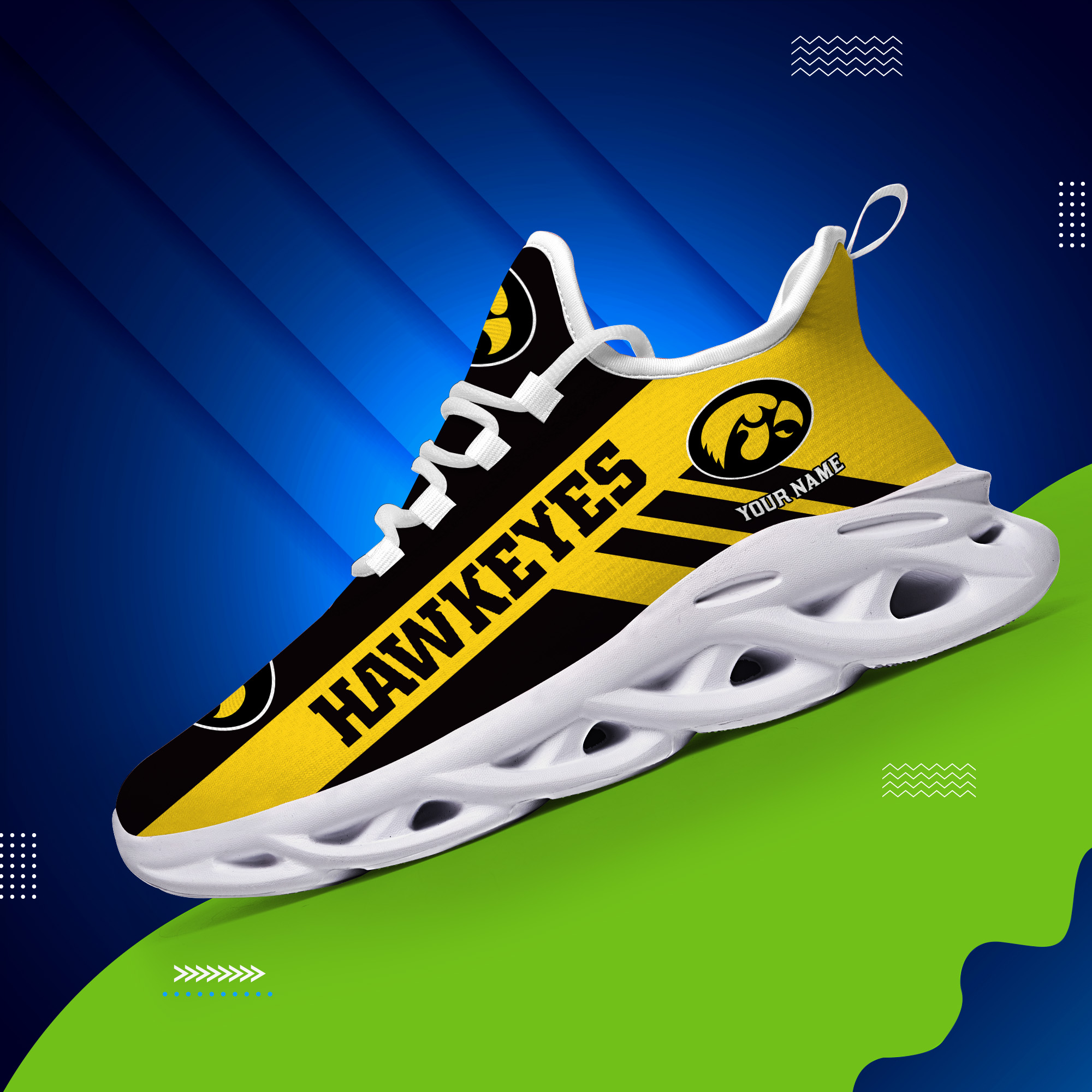 Iowa Hawkeyes Custom Name PERSONALIZED MAX SOUL SHOES DS004 - Famjoys Iowa Hawkeyes Custom Name PERSONALIZED MAX SOUL SHOES DS004 - Famjoys