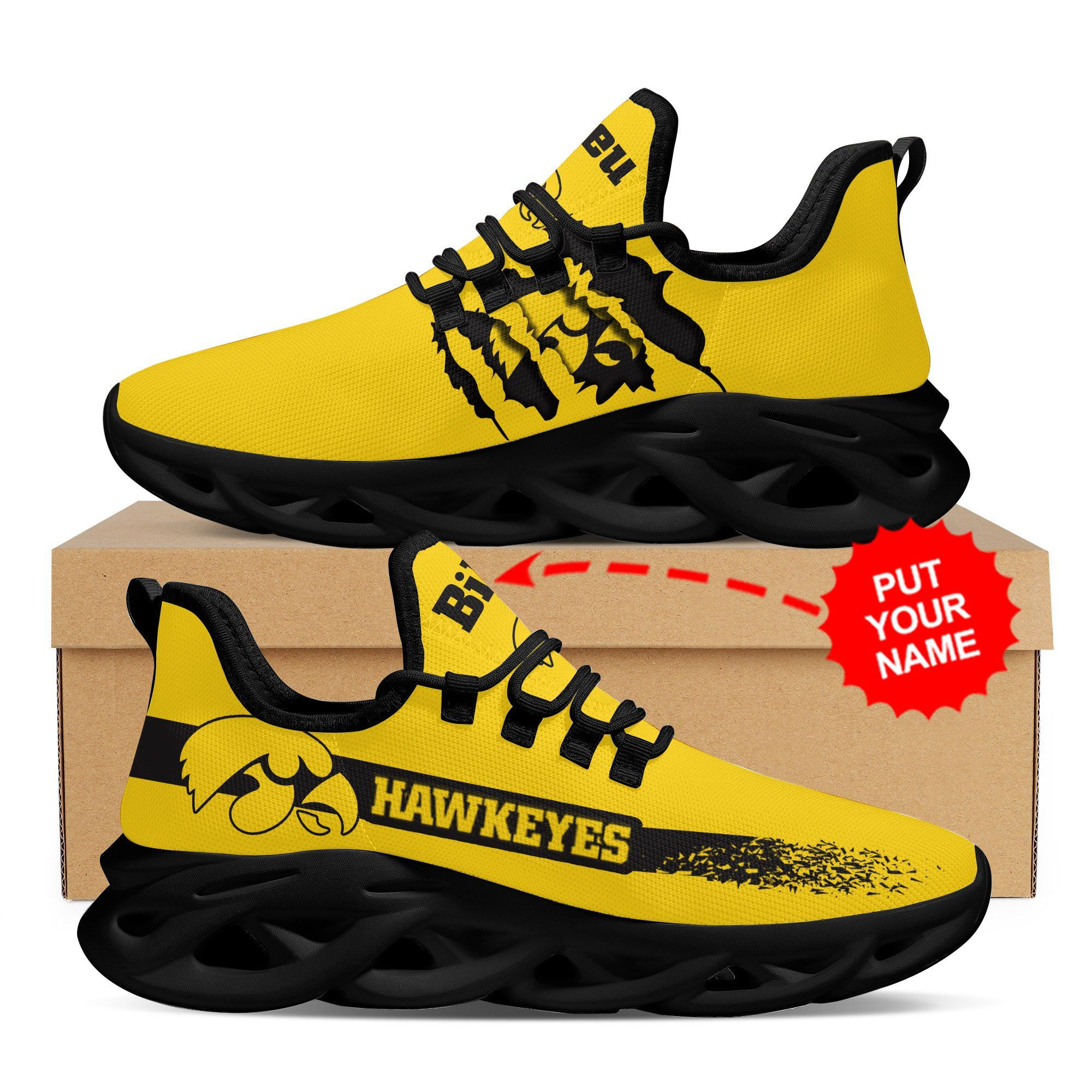 Iowa Hawkeyes Custom Personalized Max Soul Sneakers Shoes - Famjoys Iowa Hawkeyes Custom Personalized Max Soul Sneakers Shoes - Famjoys
