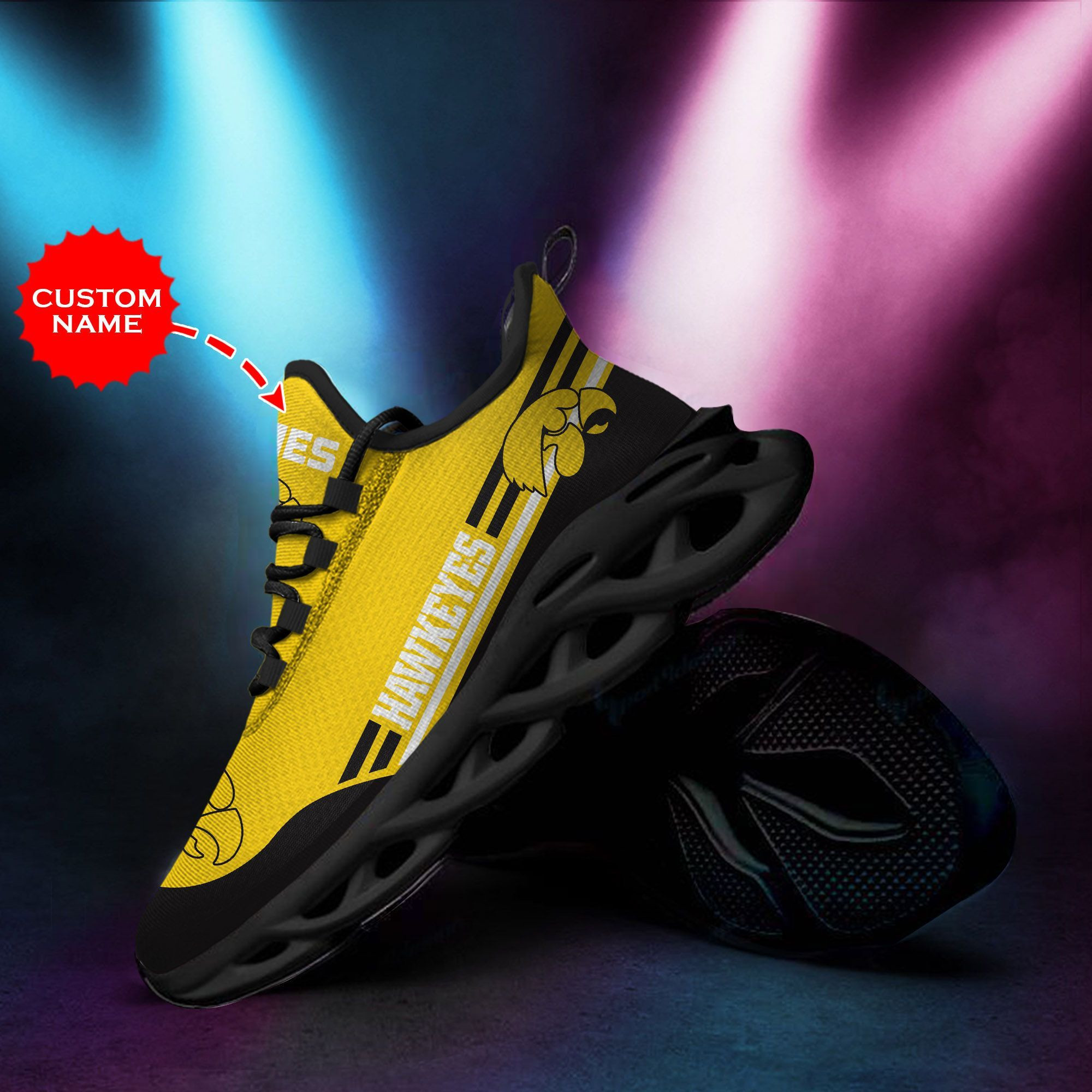 Iowa Hawkeyes Custom Personalized Max Soul Sneakers Shoes - Famjoys Iowa Hawkeyes Custom Personalized Max Soul Sneakers Shoes - Famjoys