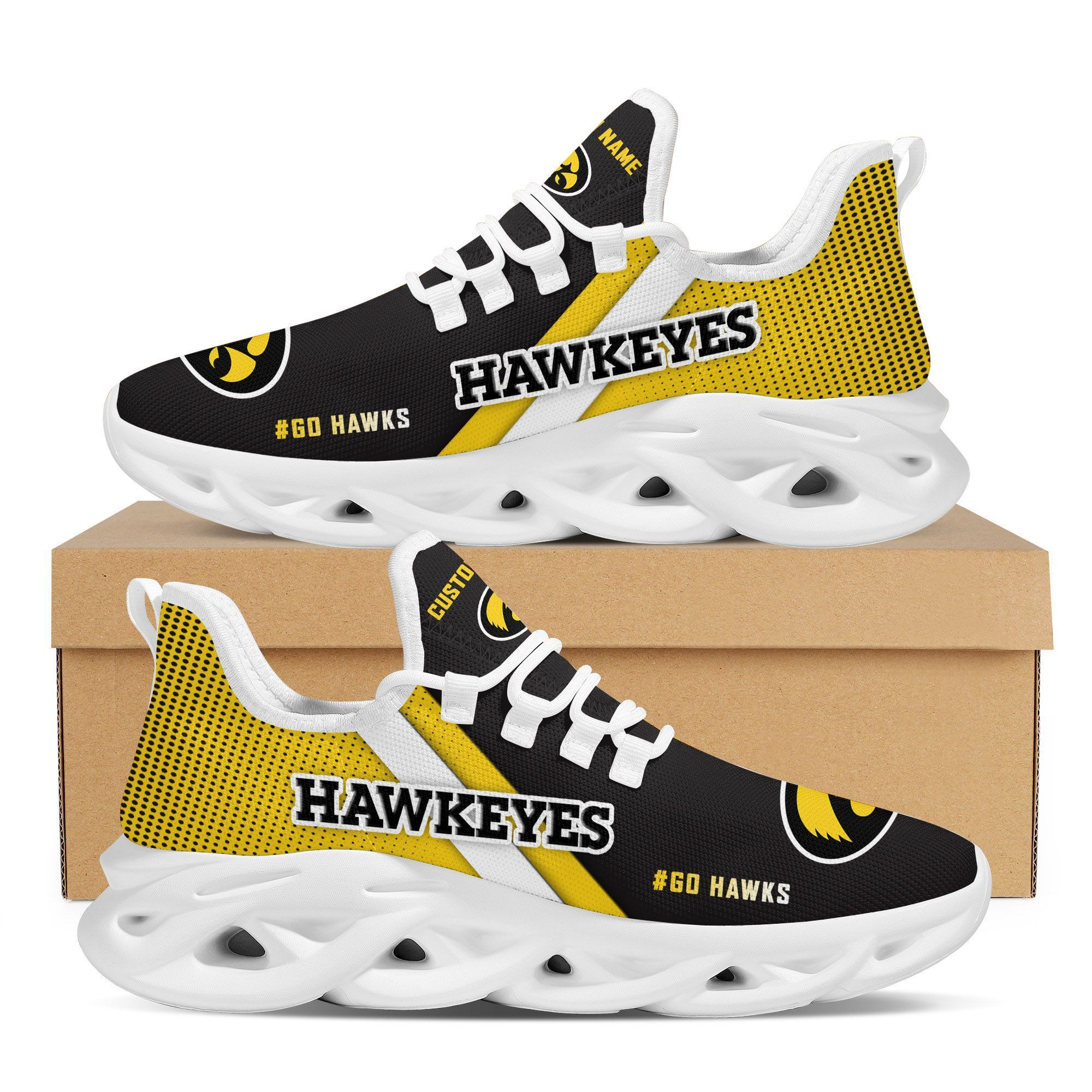 Iowa Hawkeyes Custom Personalized Max Soul Sneakers Shoes - Famjoys Iowa Hawkeyes Custom Personalized Max Soul Sneakers Shoes - Famjoys
