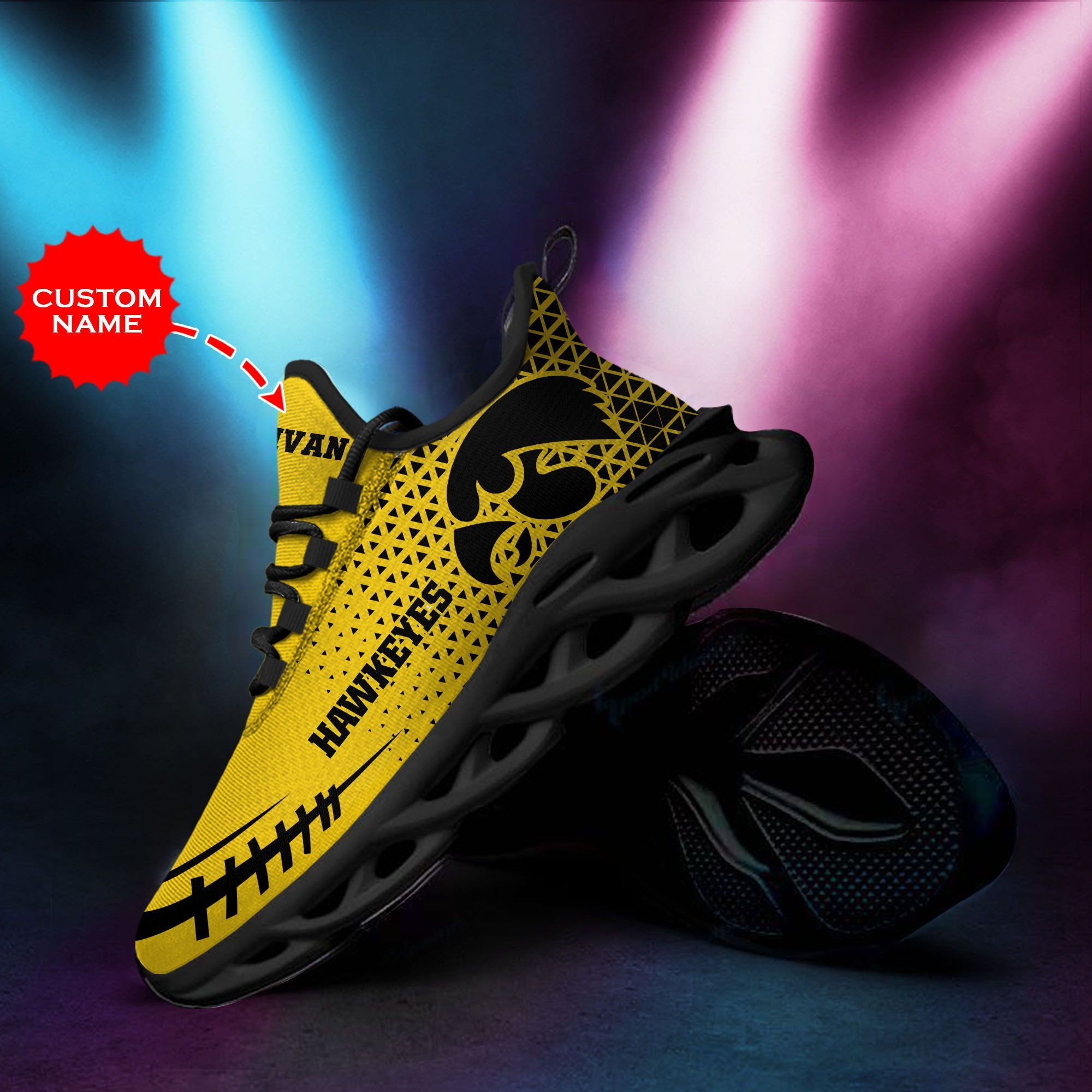 Iowa Hawkeyes Custom Personalized Max Soul Sneakers Shoes - Famjoys Iowa Hawkeyes Custom Personalized Max Soul Sneakers Shoes - Famjoys