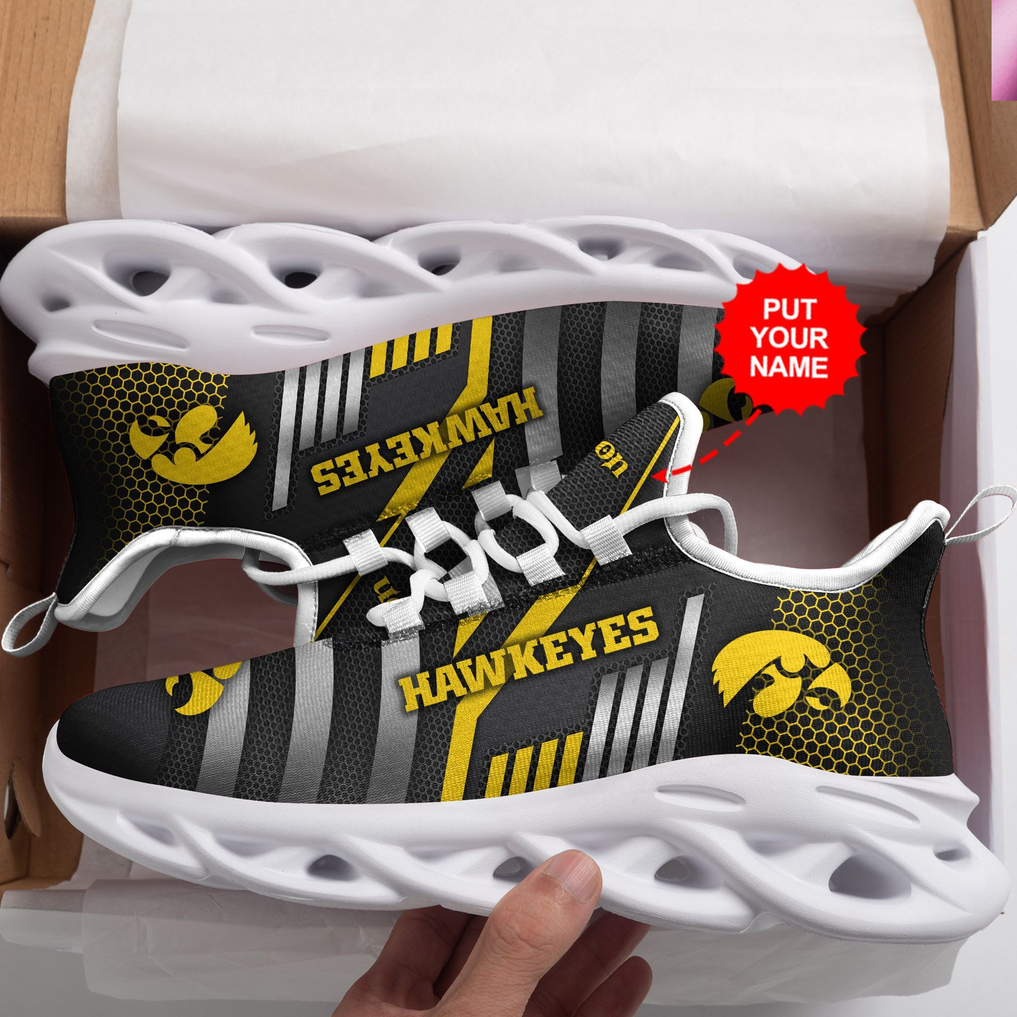Iowa Hawkeyes Custom Personalized Max Soul Sneakers Shoes - Famjoys Iowa Hawkeyes Custom Personalized Max Soul Sneakers Shoes - Famjoys