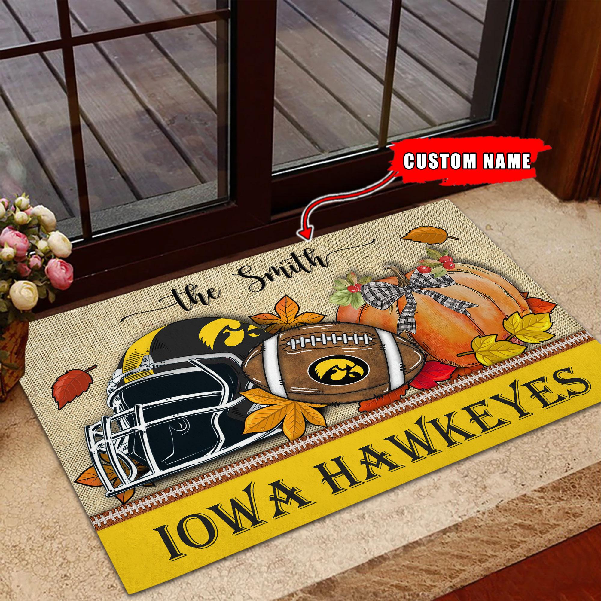 Iowa Hawkeyes Fall Football Doormat - Famjoys Iowa Hawkeyes Fall Football Doormat - Famjoys