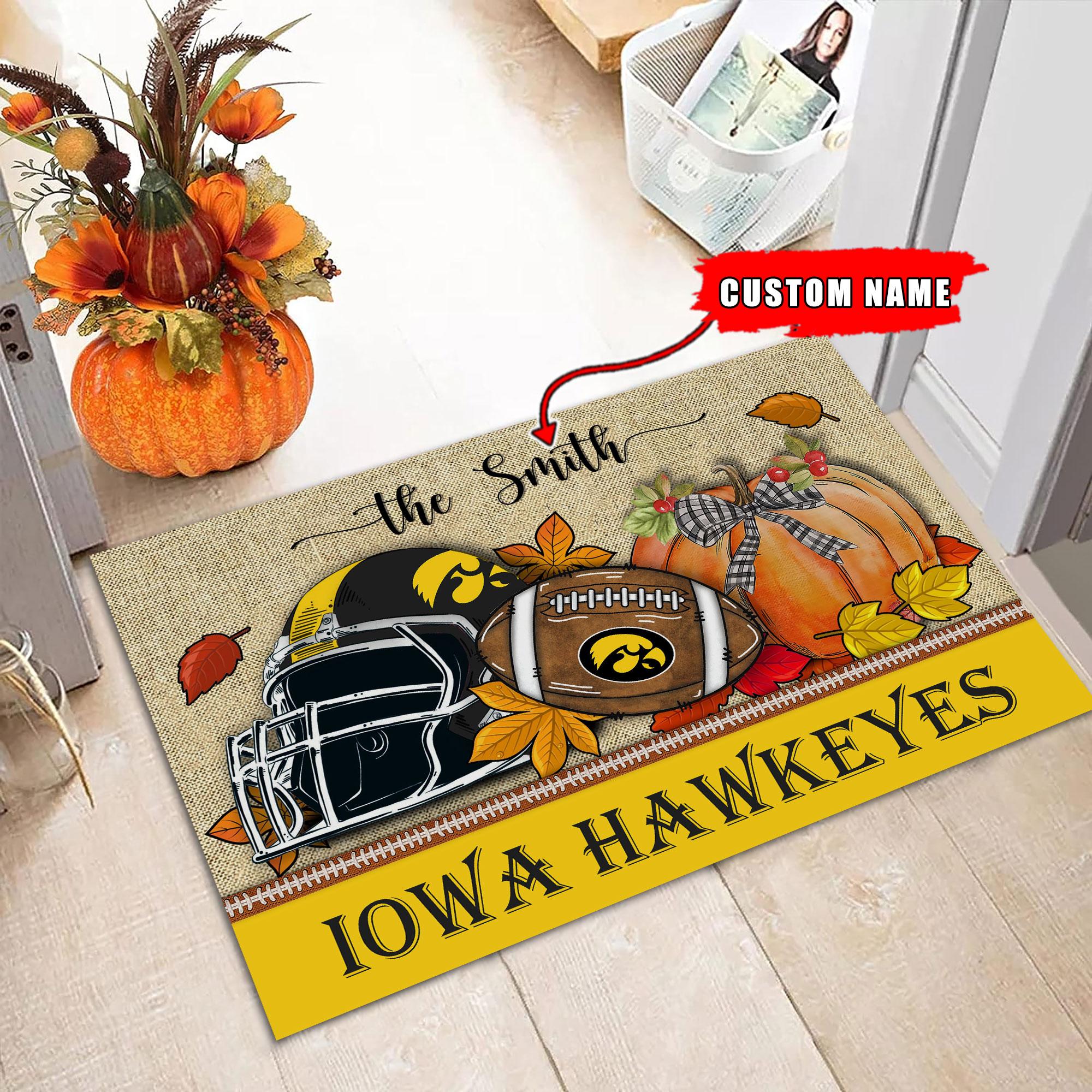 Iowa Hawkeyes Fall Football Doormat - Famjoys Iowa Hawkeyes Fall Football Doormat - Famjoys