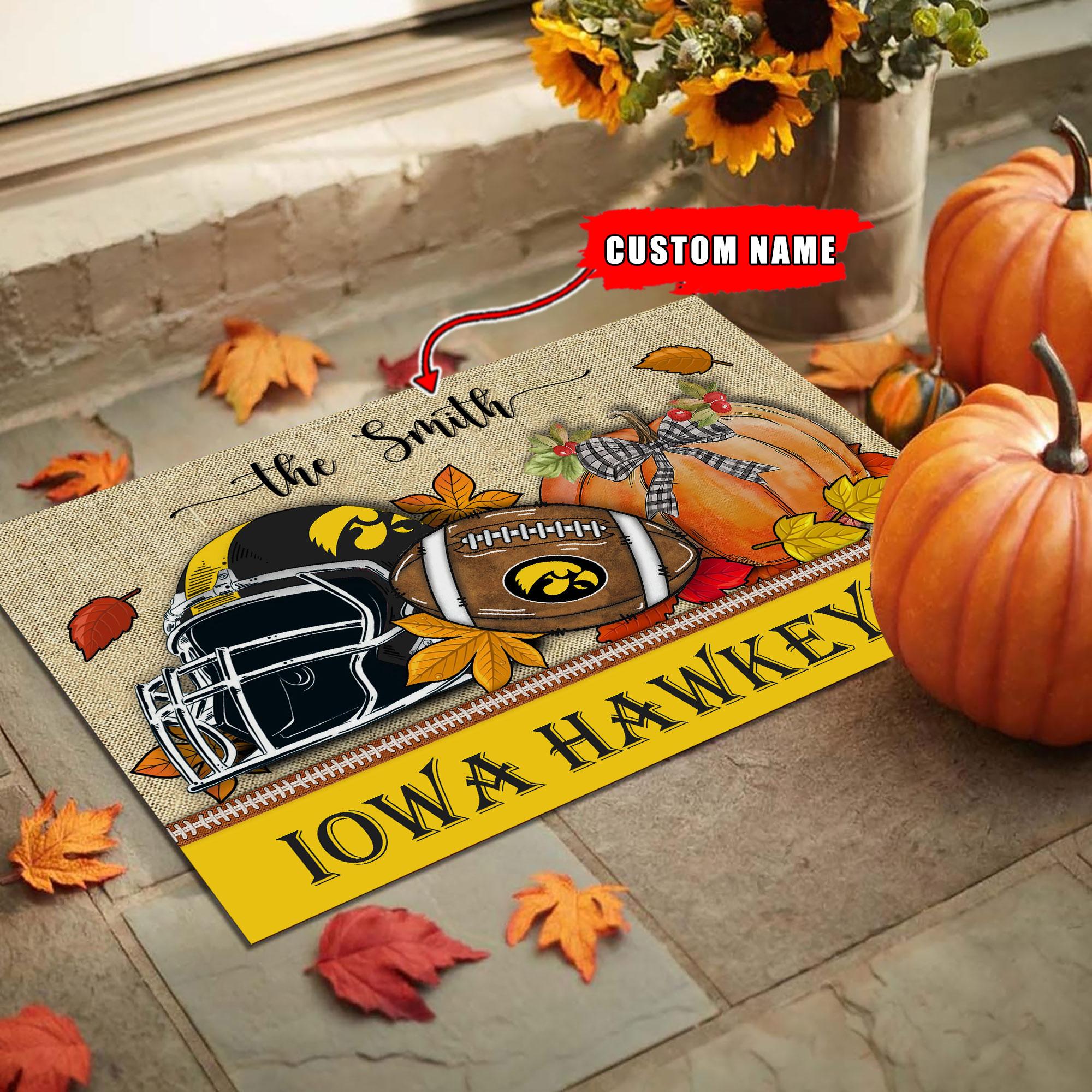 Iowa Hawkeyes Fall Football Doormat - Famjoys Iowa Hawkeyes Fall Football Doormat - Famjoys