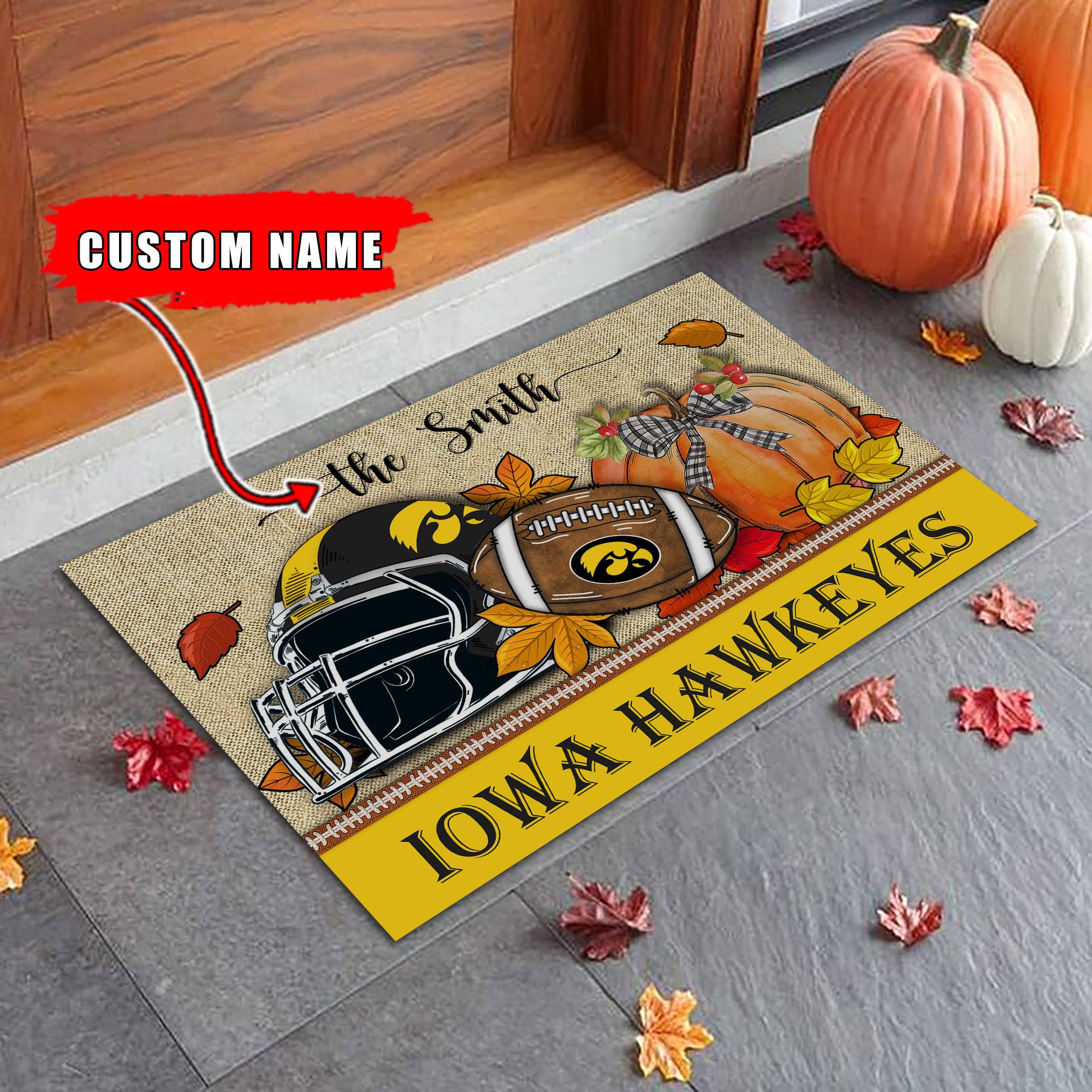 Iowa Hawkeyes Fall Football Doormat - Famjoys Iowa Hawkeyes Fall Football Doormat - Famjoys