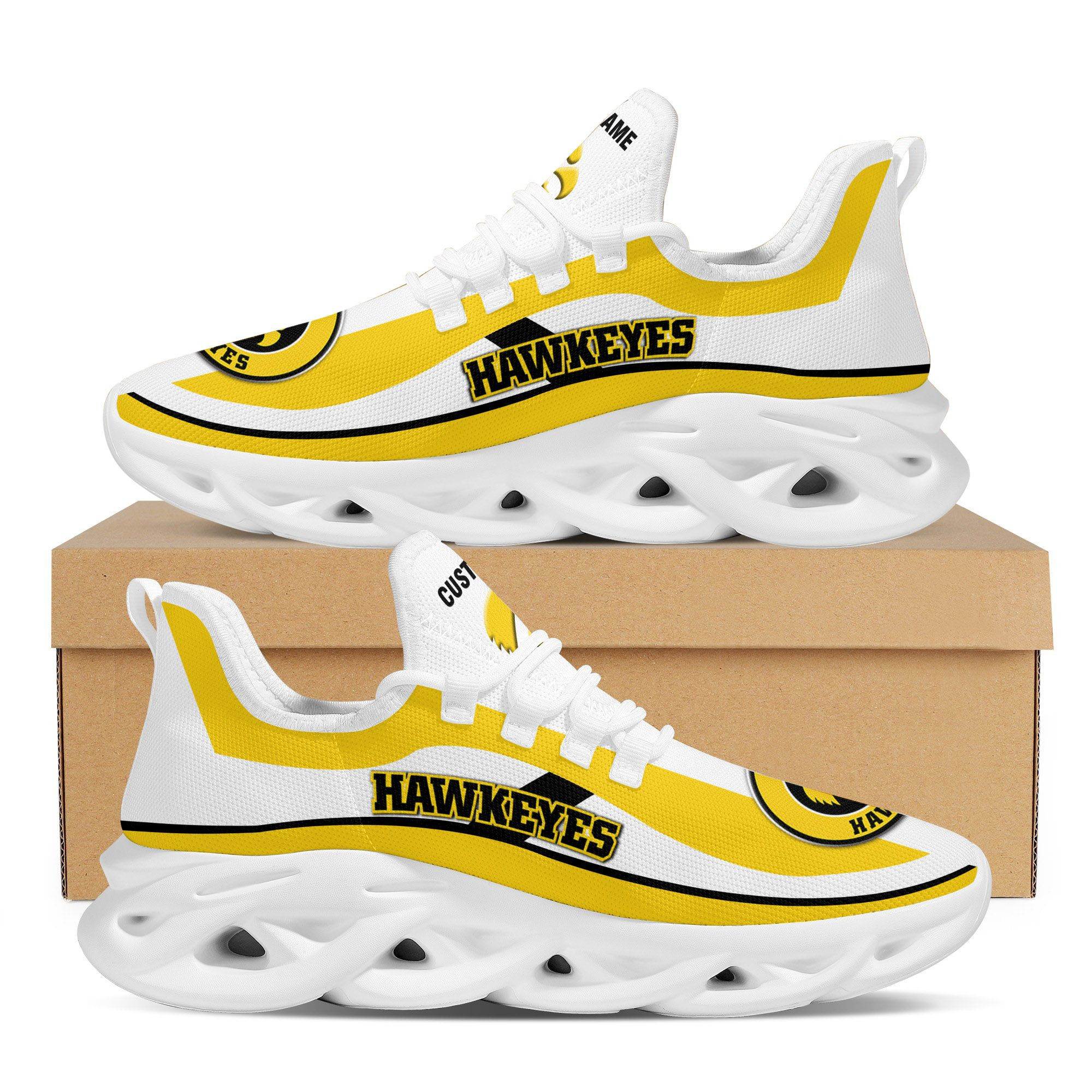Iowa Hawkeyes Football Team Custom Personalized With Name Max Soul Sneakers Shoes - Famjoys Iowa Hawkeyes Football Team Custom Personalized With Name Max Soul Sneakers Shoes - Famjoys