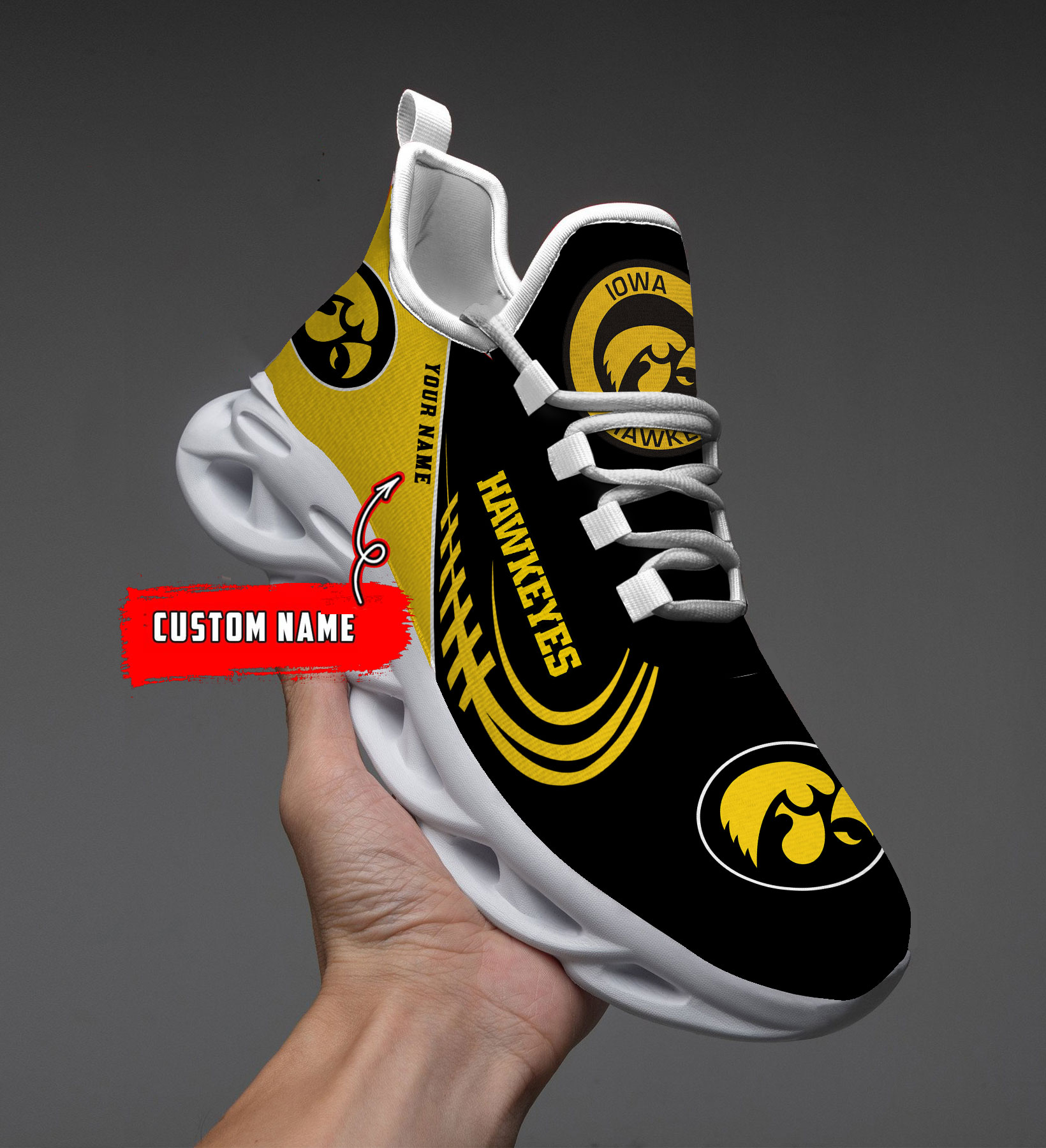 Iowa Hawkeyes PERSONALIZED MAX SOUL SHOES T1 - Famjoys Iowa Hawkeyes PERSONALIZED MAX SOUL SHOES T1 - Famjoys