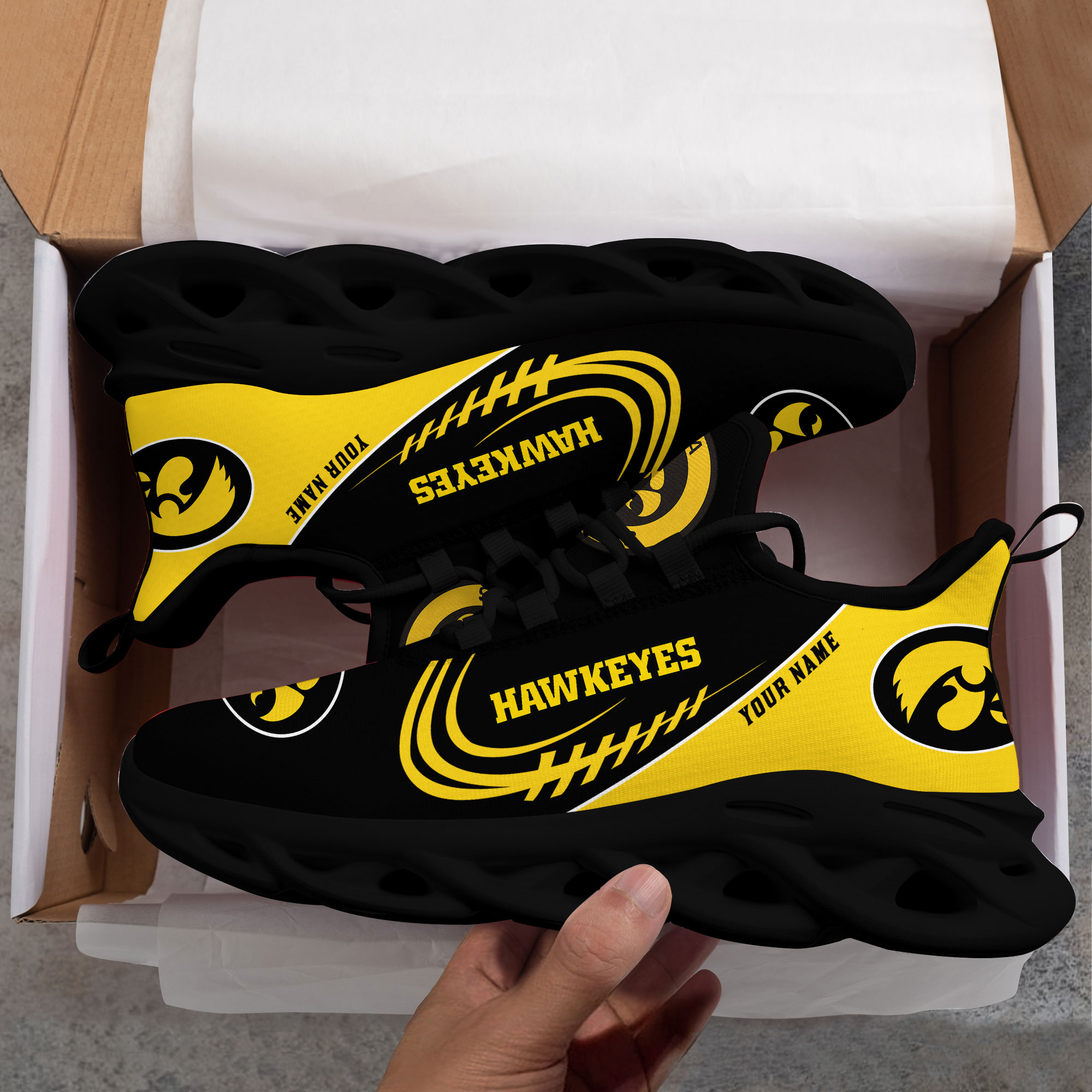 Iowa Hawkeyes PERSONALIZED MAX SOUL SHOES T1 - Famjoys Iowa Hawkeyes PERSONALIZED MAX SOUL SHOES T1 - Famjoys