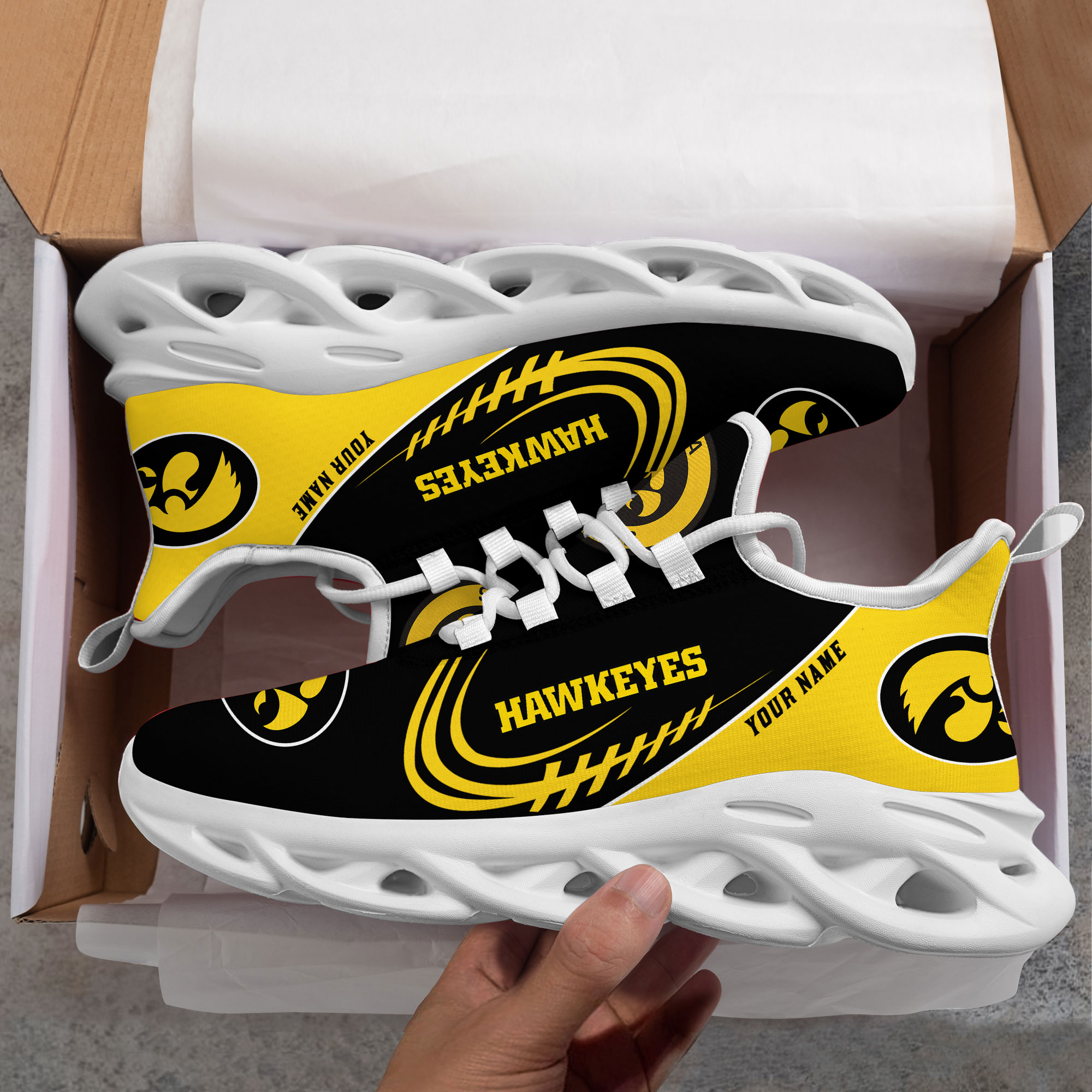 Iowa Hawkeyes PERSONALIZED MAX SOUL SHOES T1 - Famjoys Iowa Hawkeyes PERSONALIZED MAX SOUL SHOES T1 - Famjoys