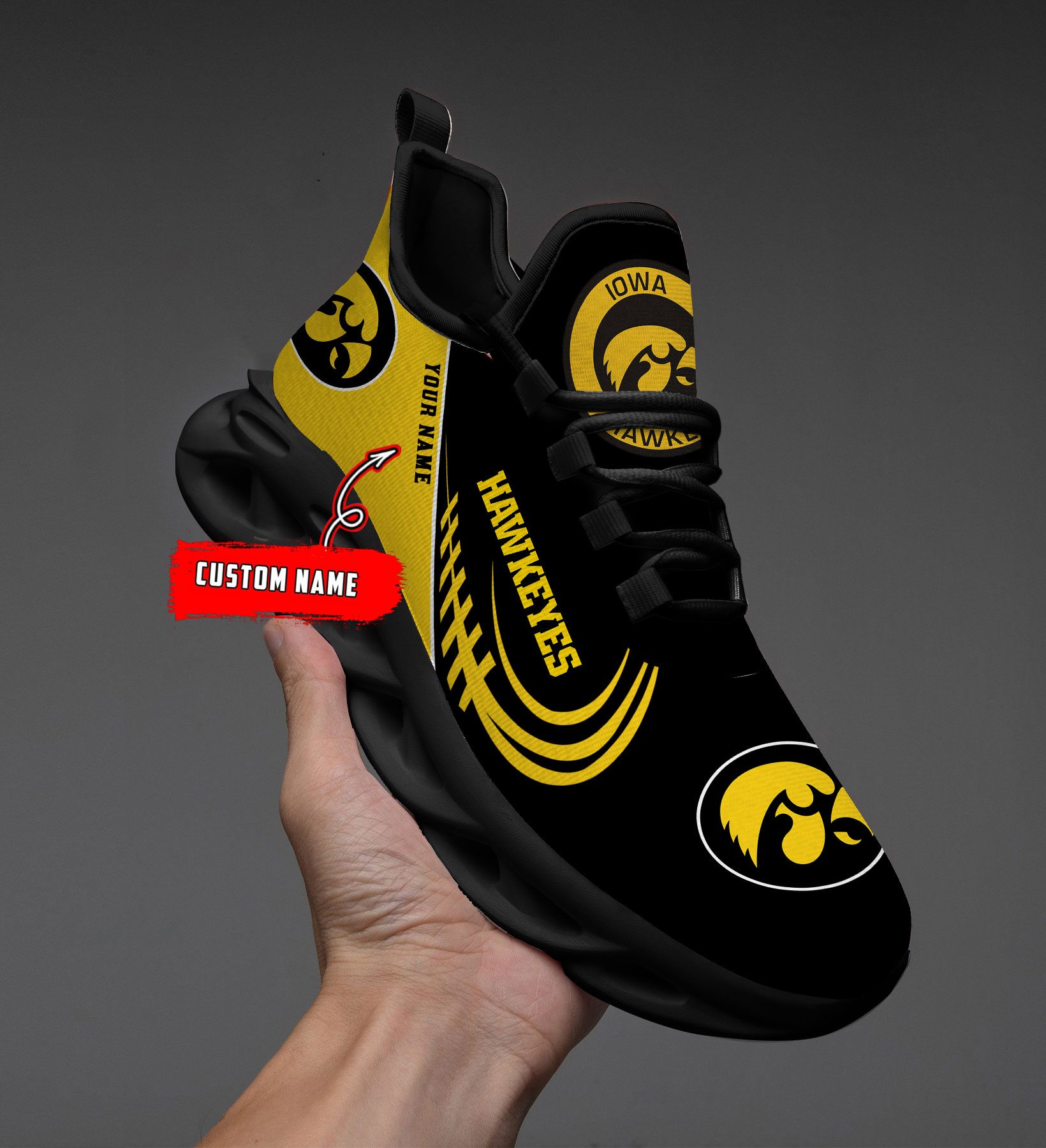 Iowa Hawkeyes PERSONALIZED MAX SOUL SHOES T1 - Famjoys Iowa Hawkeyes PERSONALIZED MAX SOUL SHOES T1 - Famjoys