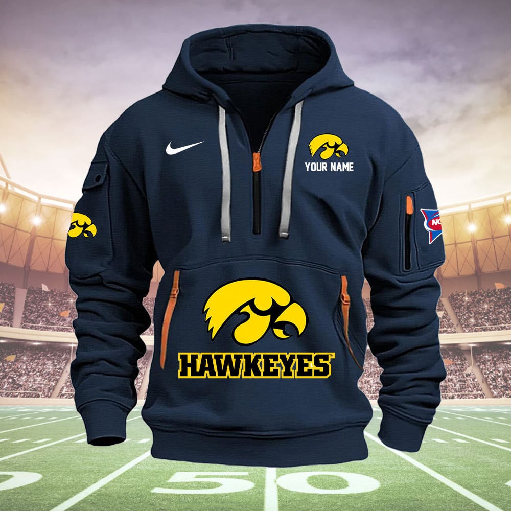 Iowa Hawkeyes Quarter Zip Hoodie - Famjoys Iowa Hawkeyes Quarter Zip Hoodie - Famjoys