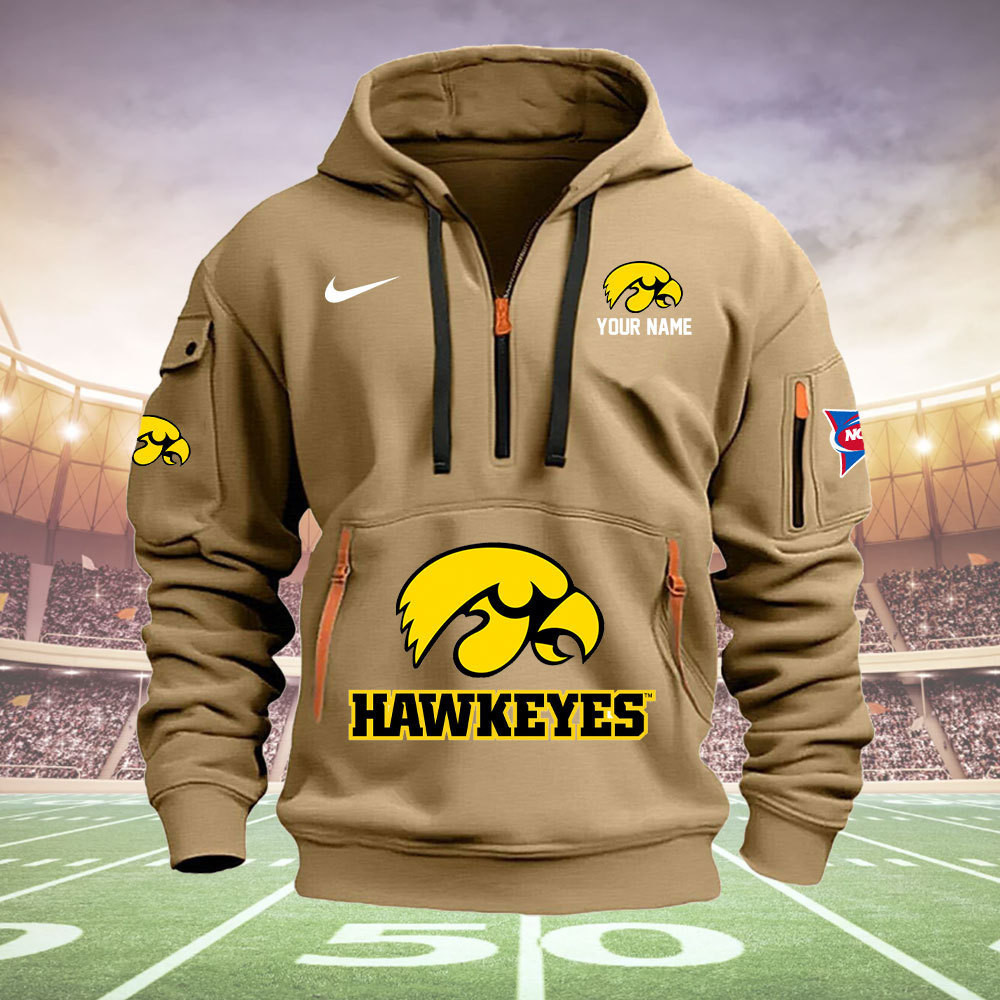 Iowa Hawkeyes Quarter Zip Hoodie - Famjoys Iowa Hawkeyes Quarter Zip Hoodie - Famjoys