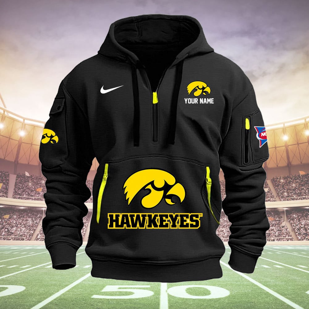 Iowa Hawkeyes Quarter Zip Hoodie - Famjoys Iowa Hawkeyes Quarter Zip Hoodie - Famjoys