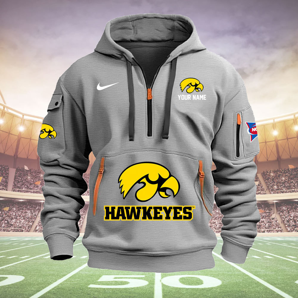 Iowa Hawkeyes Quarter Zip Hoodie - Famjoys Iowa Hawkeyes Quarter Zip Hoodie - Famjoys