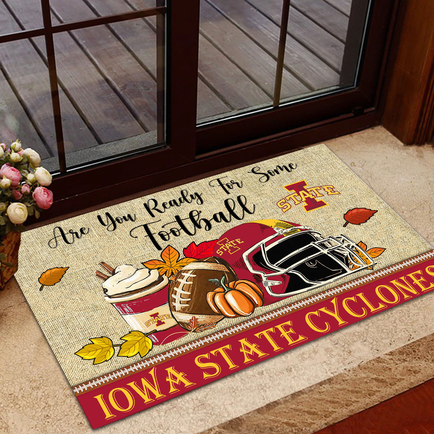 Iowa State Cyclones Fall Football Custom Doormat - Custom Text - Famjoys Iowa State Cyclones Fall Football Custom Doormat - Custom Text - Famjoys
