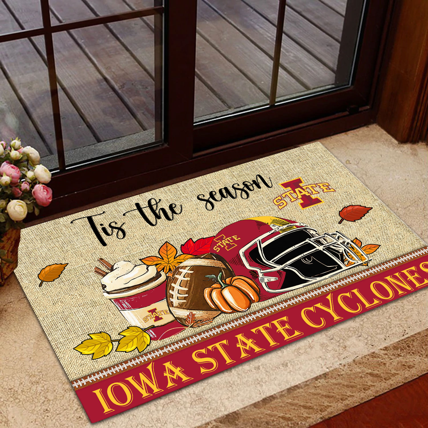 Iowa State Cyclones Fall Football Custom Doormat - Custom Text - Famjoys Iowa State Cyclones Fall Football Custom Doormat - Custom Text - Famjoys