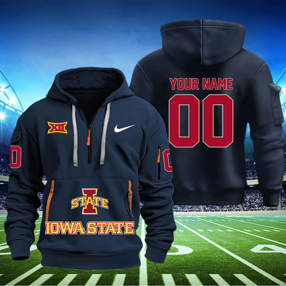 Iowa State Cyclones Football Quarter Zip Hoodie - Famjoys Iowa State Cyclones Football Quarter Zip Hoodie - Famjoys
