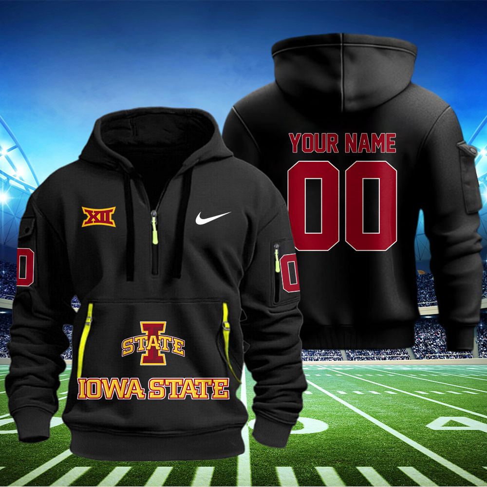 Iowa State Cyclones Football Quarter Zip Hoodie - Famjoys Iowa State Cyclones Football Quarter Zip Hoodie - Famjoys