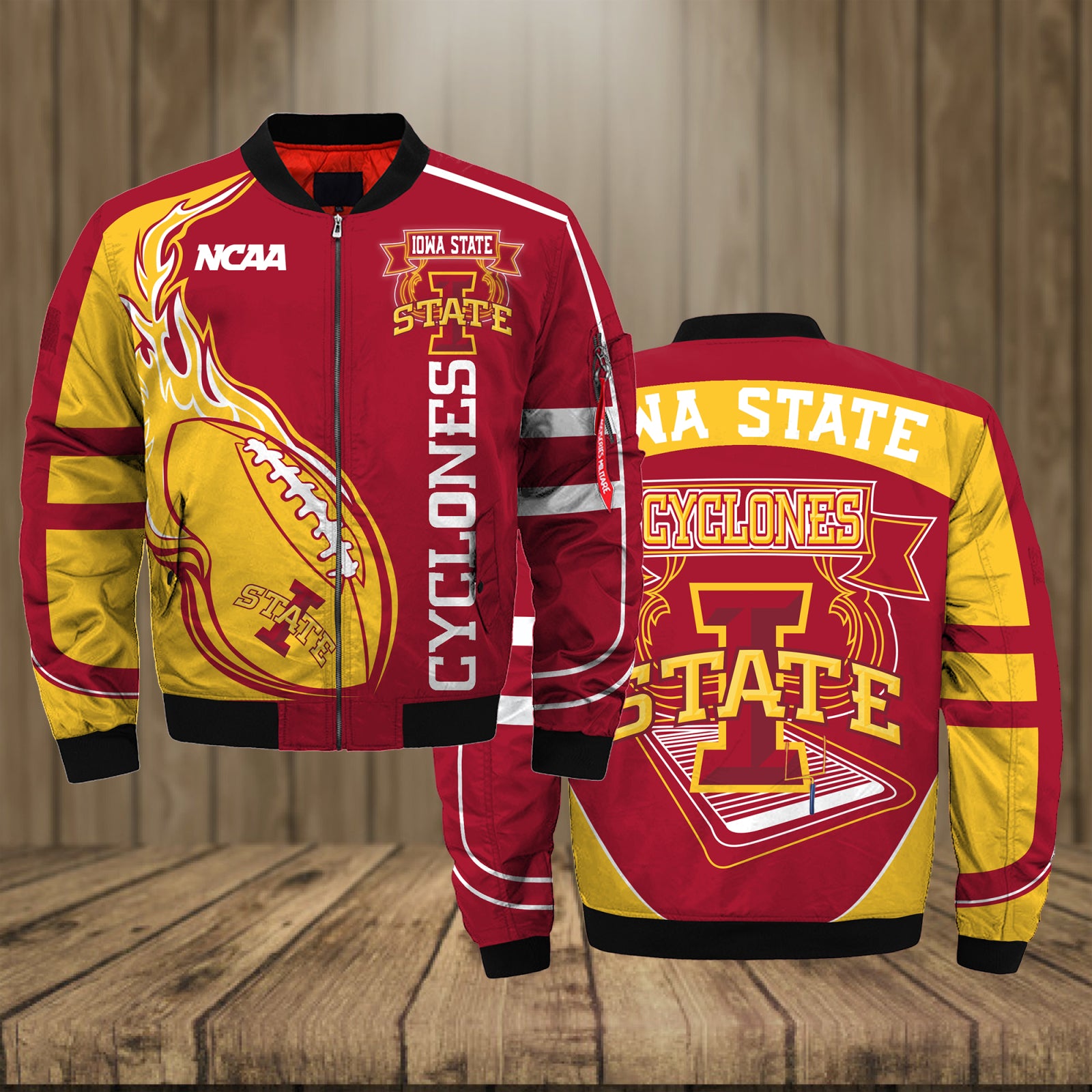 Iowa State Cyclones Jacket 3D Printed Fire Ball - Famjoys Iowa State Cyclones Jacket 3D Printed Fire Ball - Famjoys