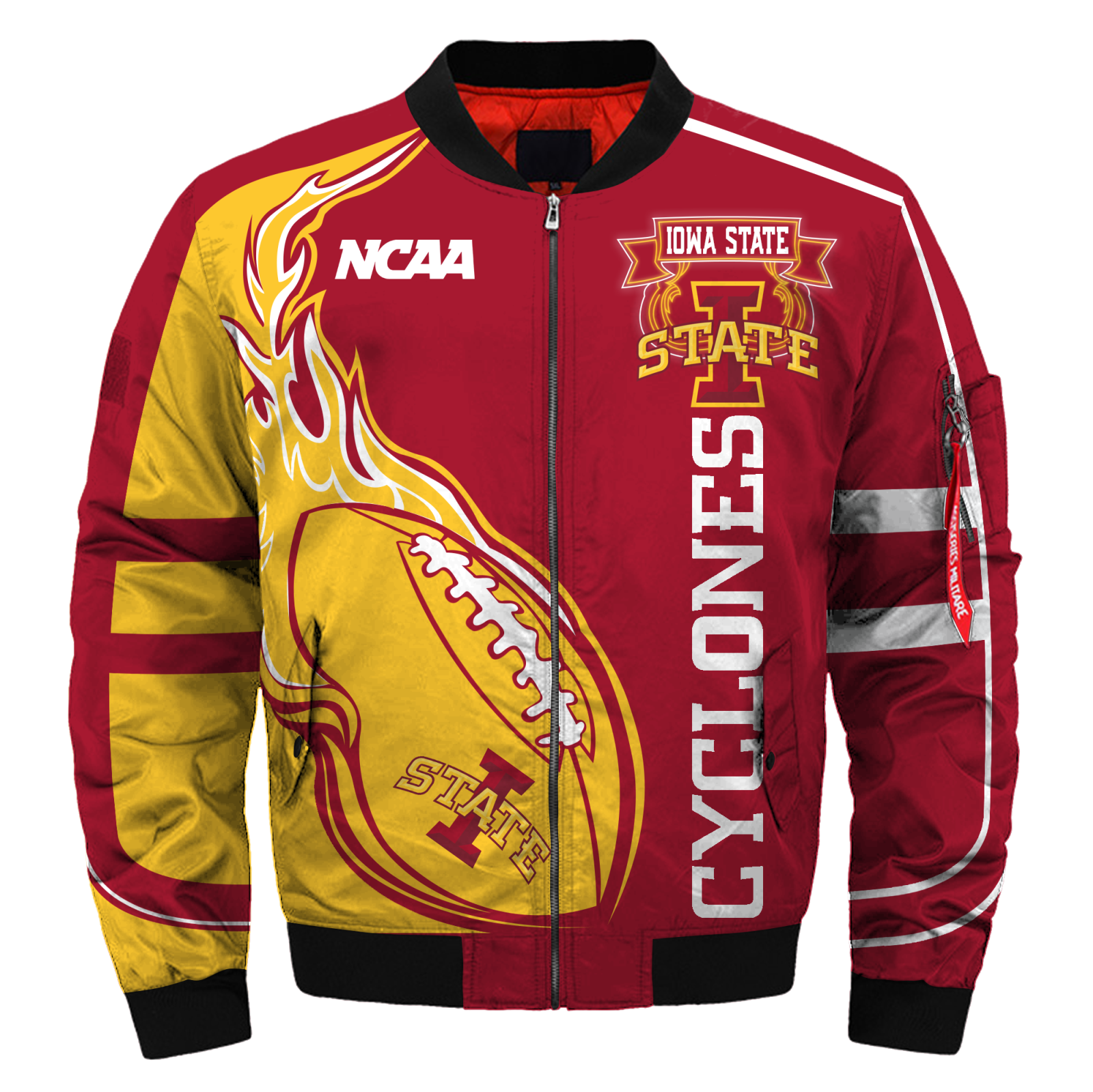 Iowa State Cyclones Jacket 3D Printed Fire Ball - Famjoys Iowa State Cyclones Jacket 3D Printed Fire Ball - Famjoys