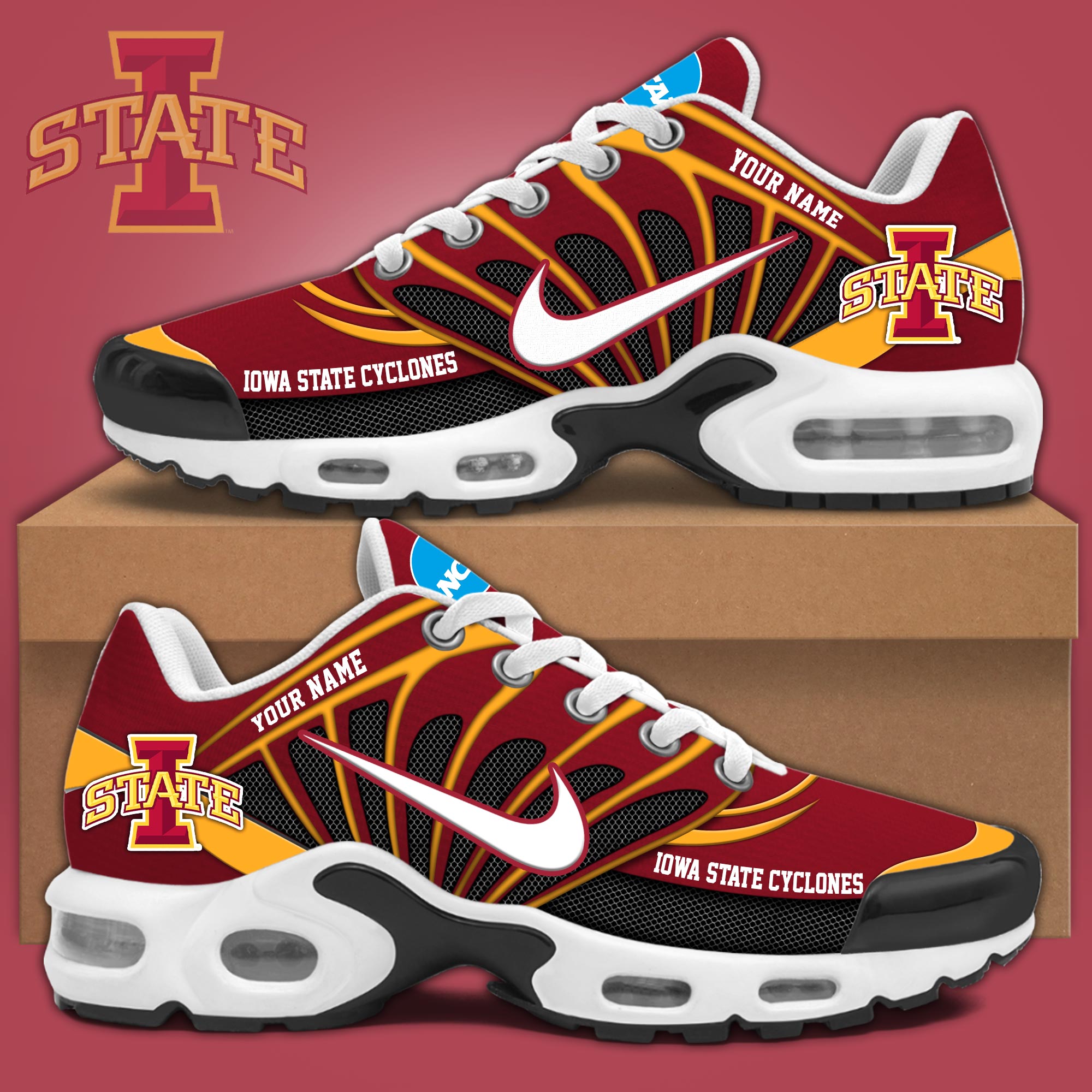 Iowa State Cyclones Mens Basketball Air Max Plus Sneakers - Famjoys Iowa State Cyclones Mens Basketball Air Max Plus Sneakers - Famjoys