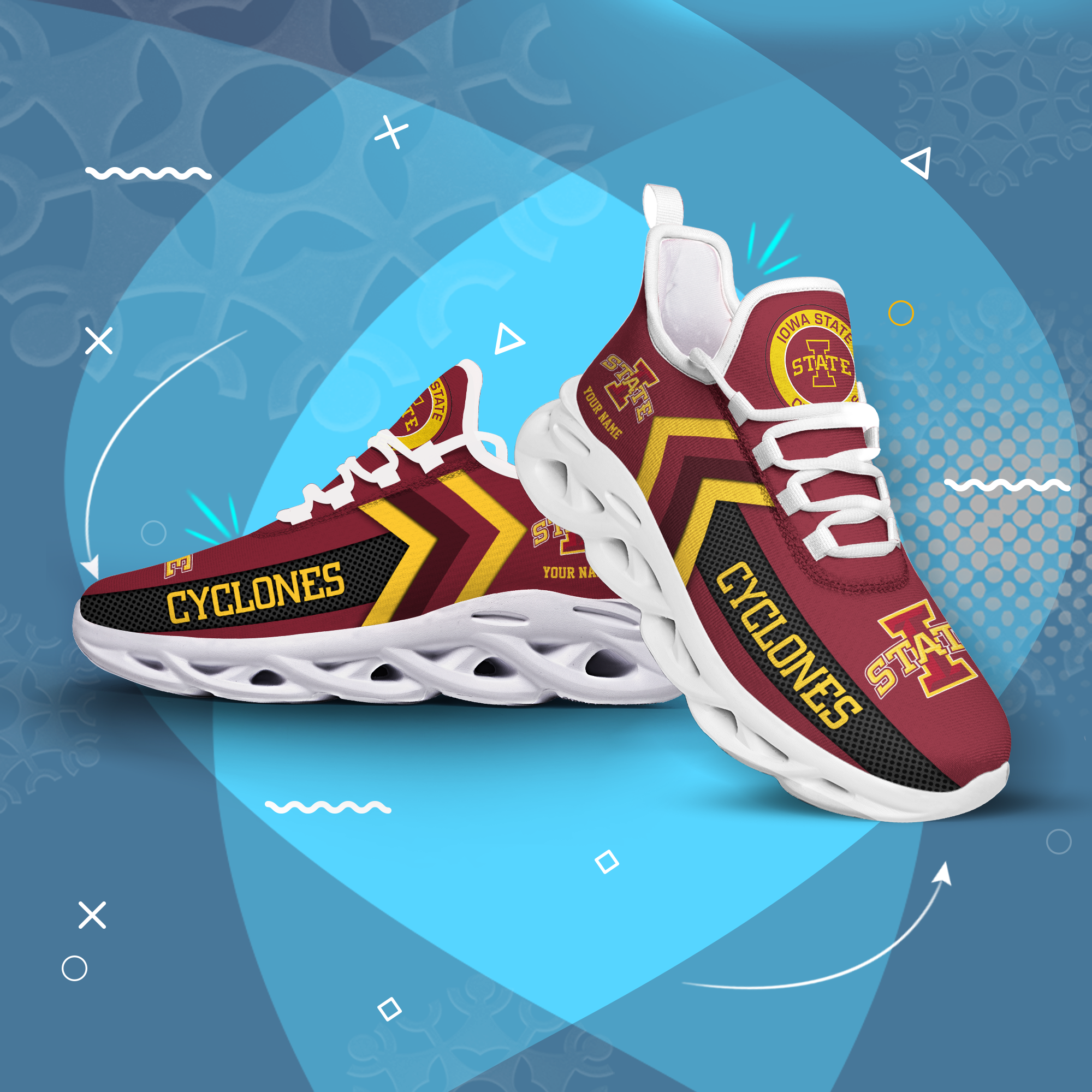 Iowa State Cyclones Personalized Custom Name Max Soul Shoes DS003 - Famjoys Iowa State Cyclones Personalized Custom Name Max Soul Shoes DS003 - Famjoys