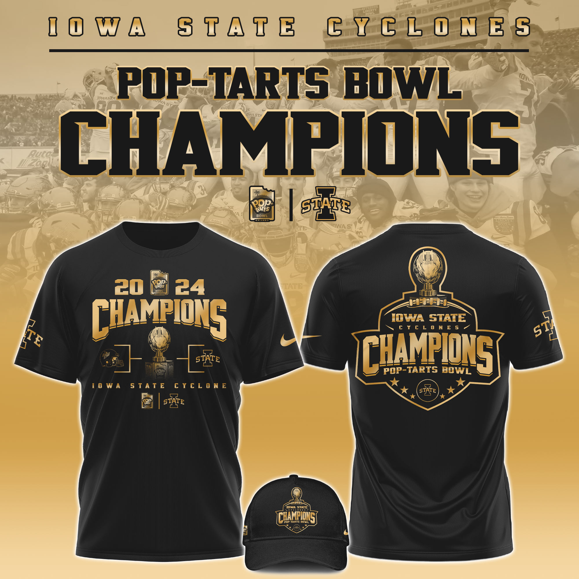 Iowa State Cyclones Pop-Tarts Bowl Champions Tshirt - Famjoys Iowa State Cyclones Pop-Tarts Bowl Champions Tshirt - Famjoys
