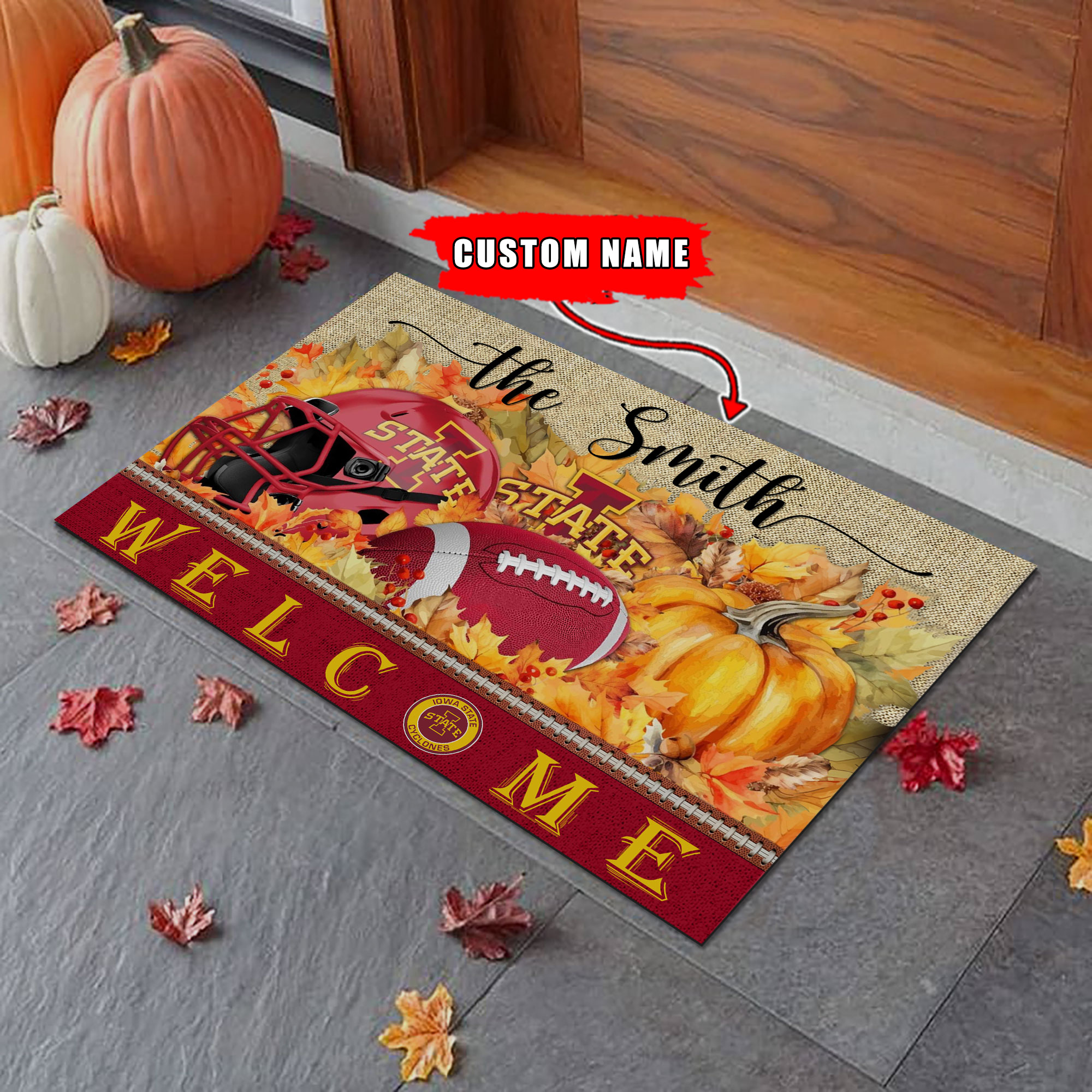 Iowa State Cyclones Welcome Fall Football Doormat - Famjoys Iowa State Cyclones Welcome Fall Football Doormat - Famjoys