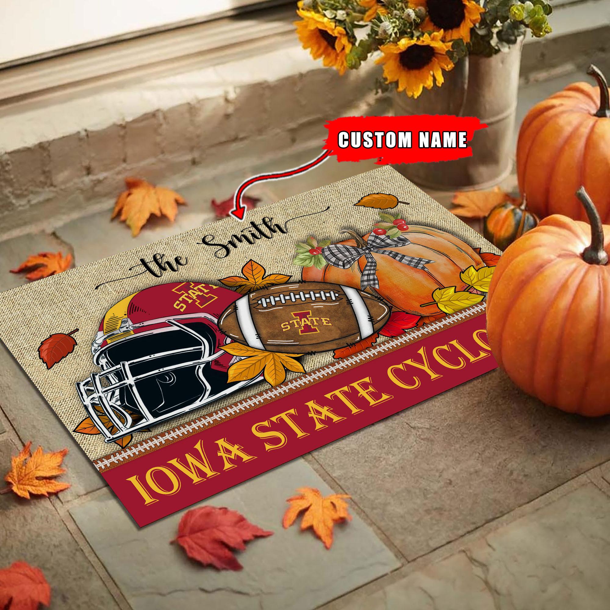 Iowa State Cyclones Welcome Fall Football Doormat - Famjoys Iowa State Cyclones Welcome Fall Football Doormat - Famjoys
