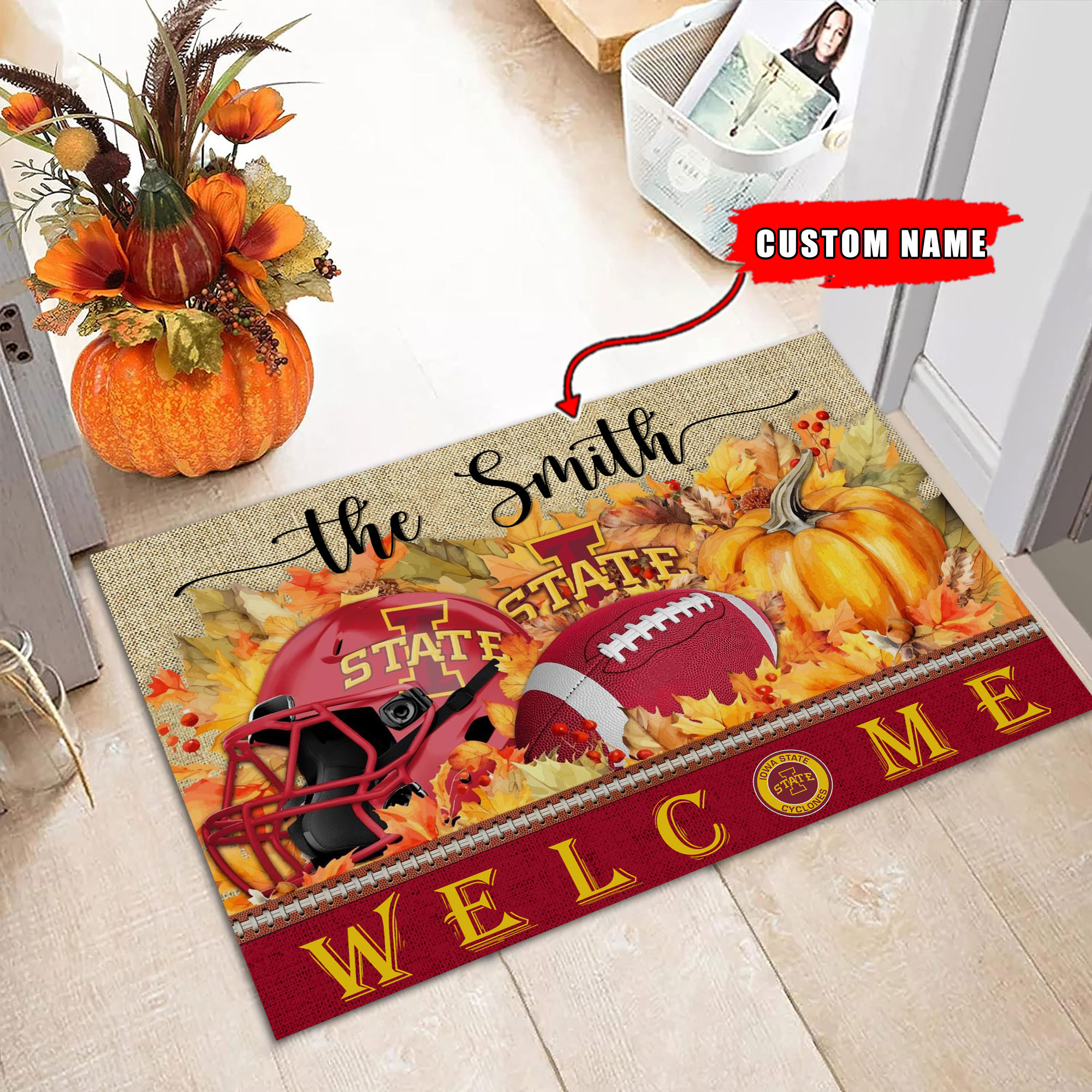 Iowa State Cyclones Welcome Fall Football Doormat - Famjoys Iowa State Cyclones Welcome Fall Football Doormat - Famjoys