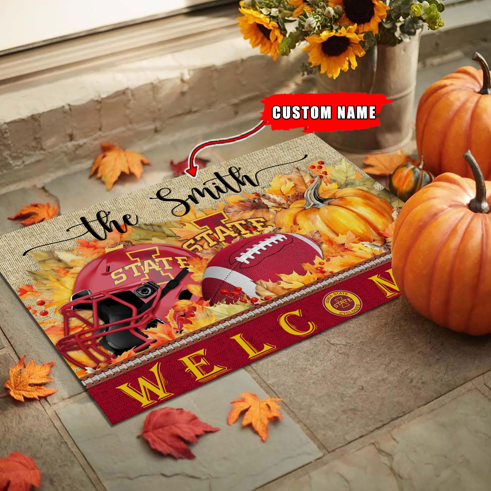 Iowa State Cyclones Welcome Fall Football Doormat - Famjoys Iowa State Cyclones Welcome Fall Football Doormat - Famjoys
