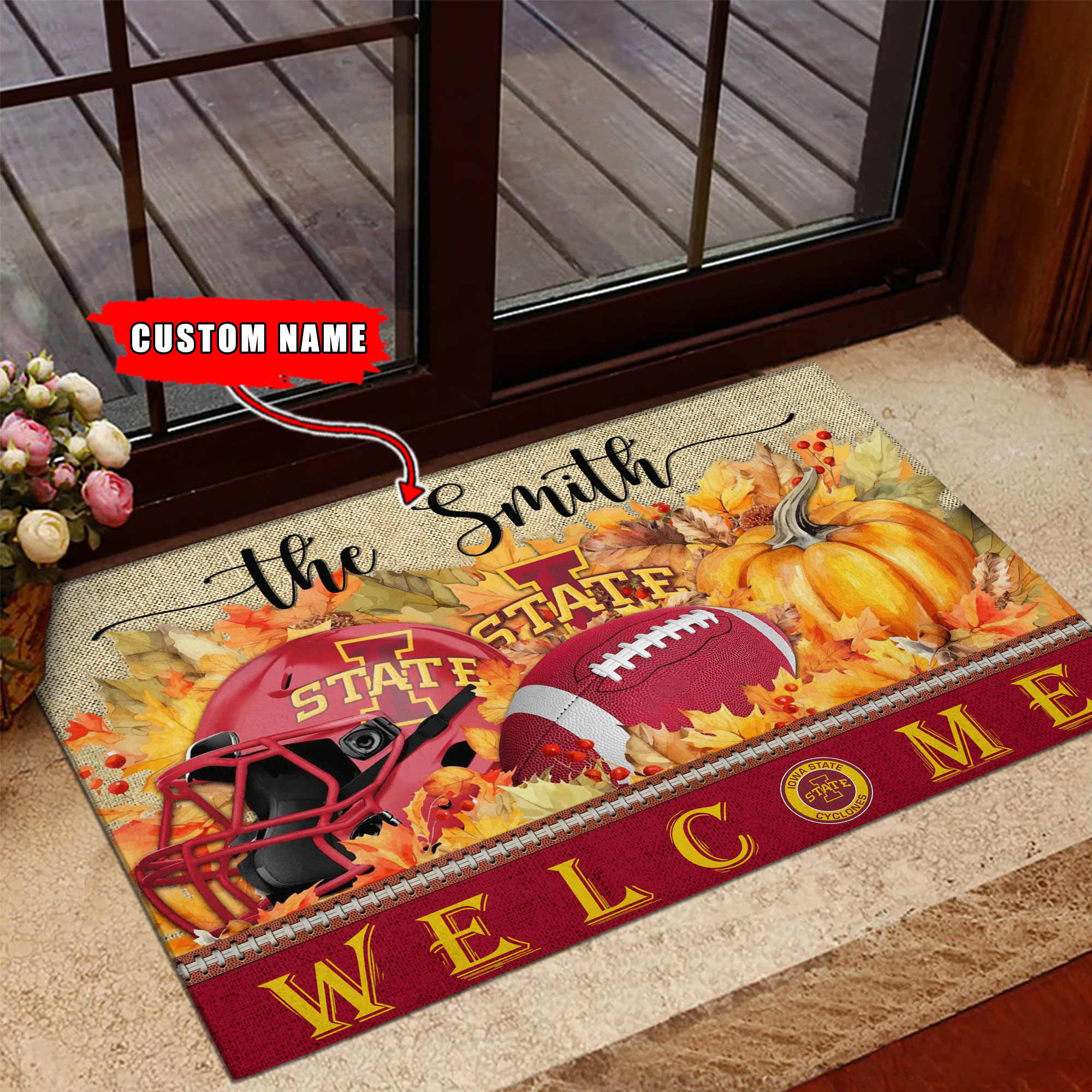 Iowa State Cyclones Welcome Fall Football Doormat - Famjoys Iowa State Cyclones Welcome Fall Football Doormat - Famjoys