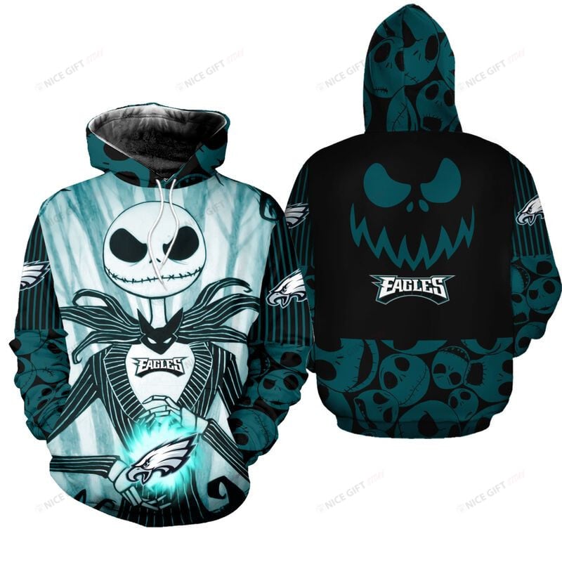 Jack Skellington Philadelphia Eagles Hoodie 3D 3HO-Y3U0 - Famjoys Jack Skellington Philadelphia Eagles Hoodie 3D 3HO-Y3U0 - Famjoys