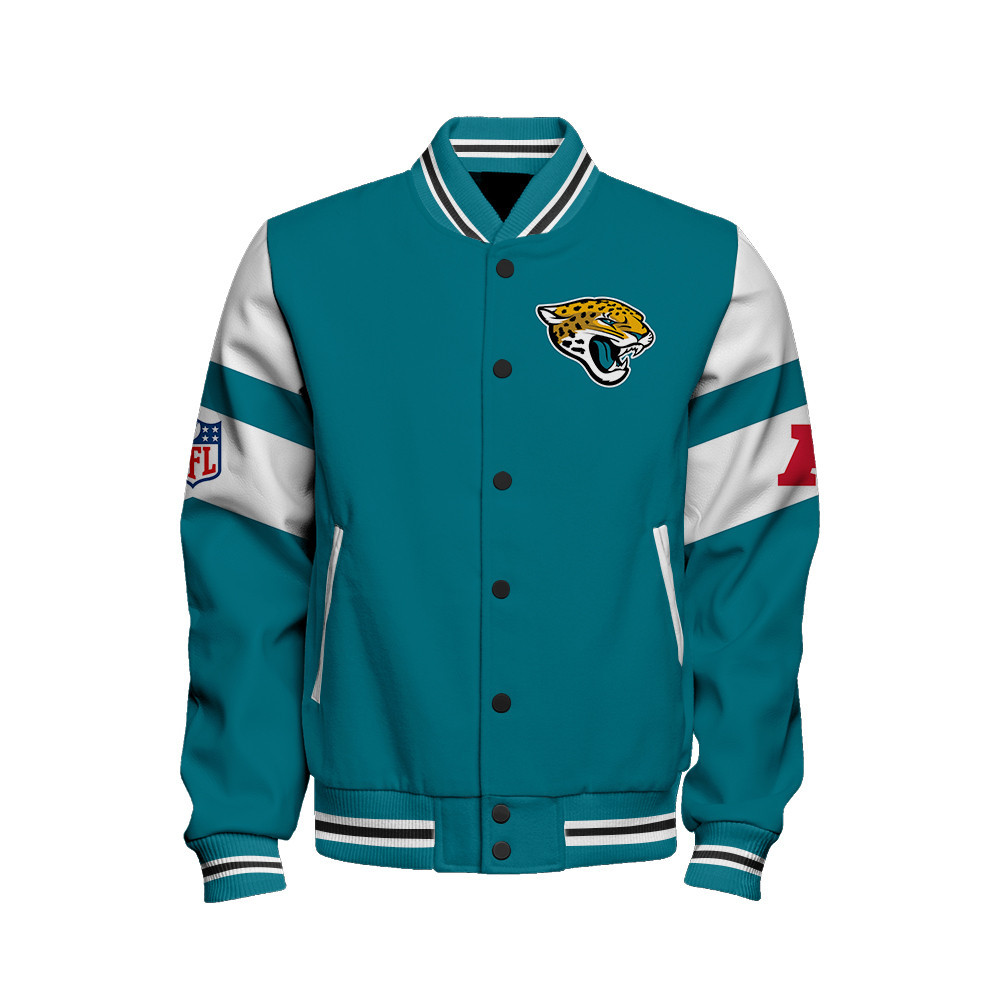 Jacksonville Jaguars American Football Conference Unisex Varsity Jacket V11 - Famjoys Jacksonville Jaguars American Football Conference Unisex Varsity Jacket V11 - Famjoys