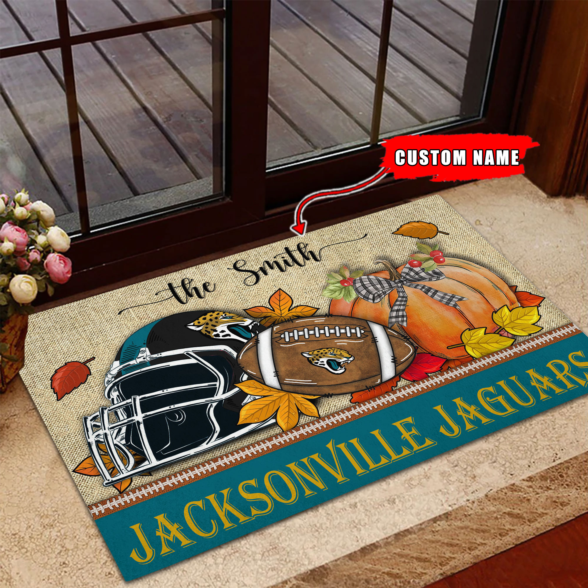 Jacksonville Jaguars Fall Football Doormat - Famjoys Jacksonville Jaguars Fall Football Doormat - Famjoys