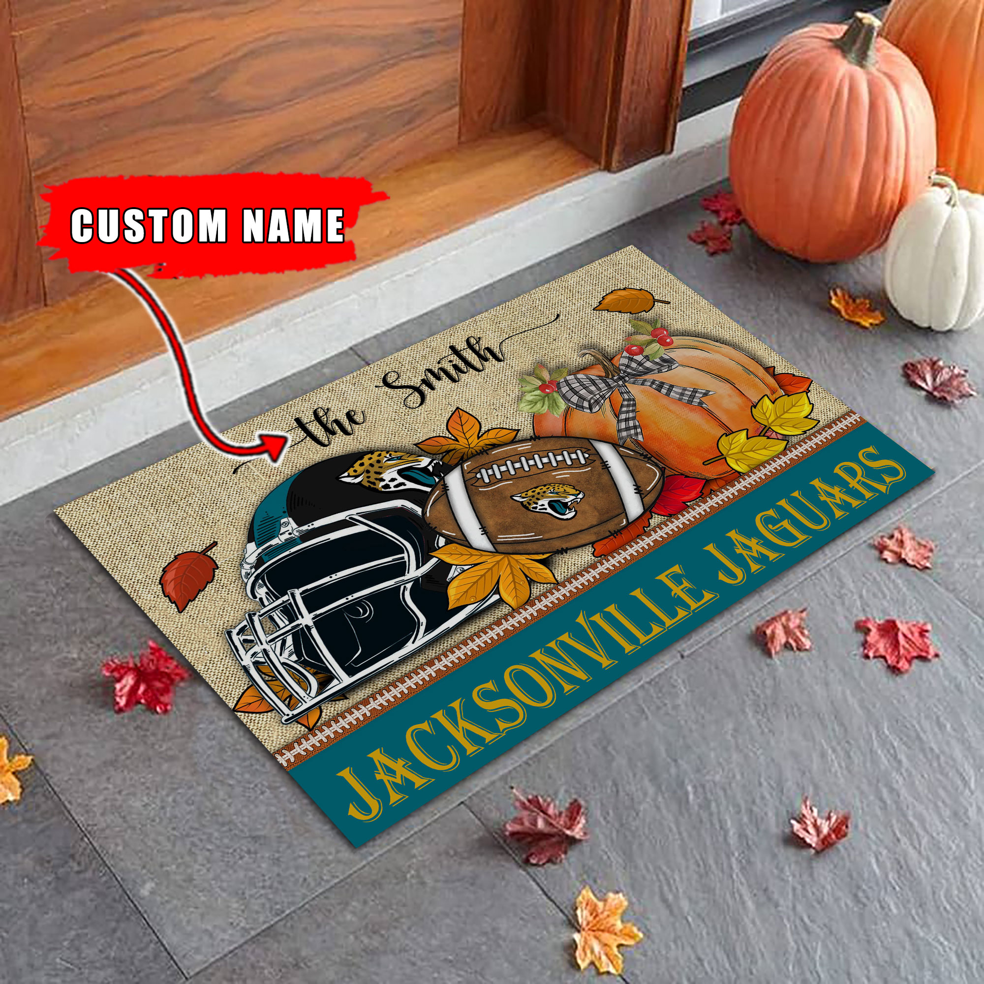 Jacksonville Jaguars Fall Football Doormat - Famjoys Jacksonville Jaguars Fall Football Doormat - Famjoys