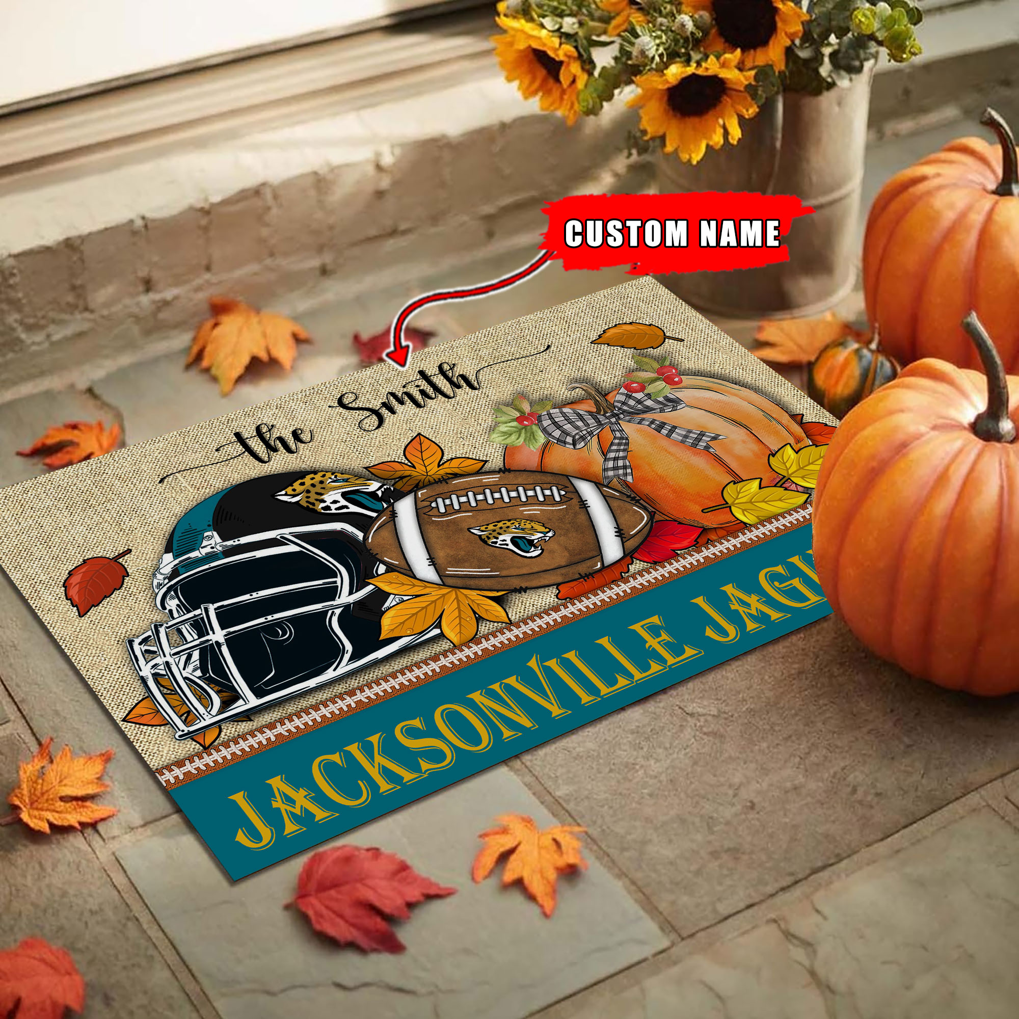 Jacksonville Jaguars Fall Football Doormat - Famjoys Jacksonville Jaguars Fall Football Doormat - Famjoys