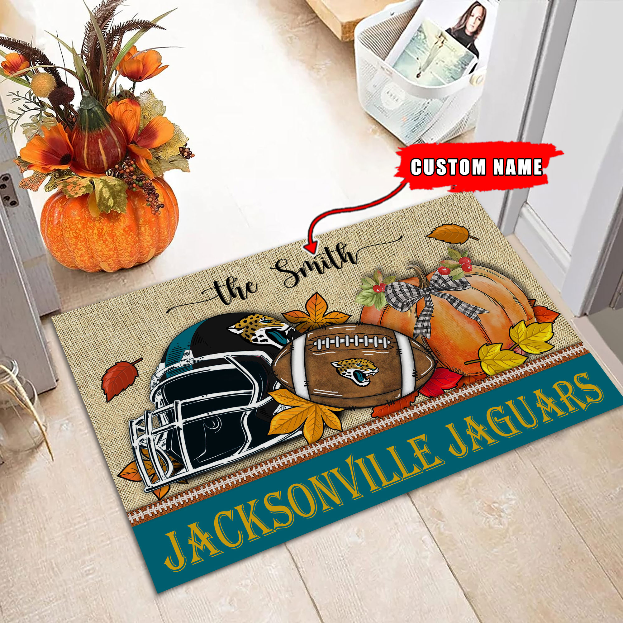 Jacksonville Jaguars Fall Football Doormat - Famjoys Jacksonville Jaguars Fall Football Doormat - Famjoys